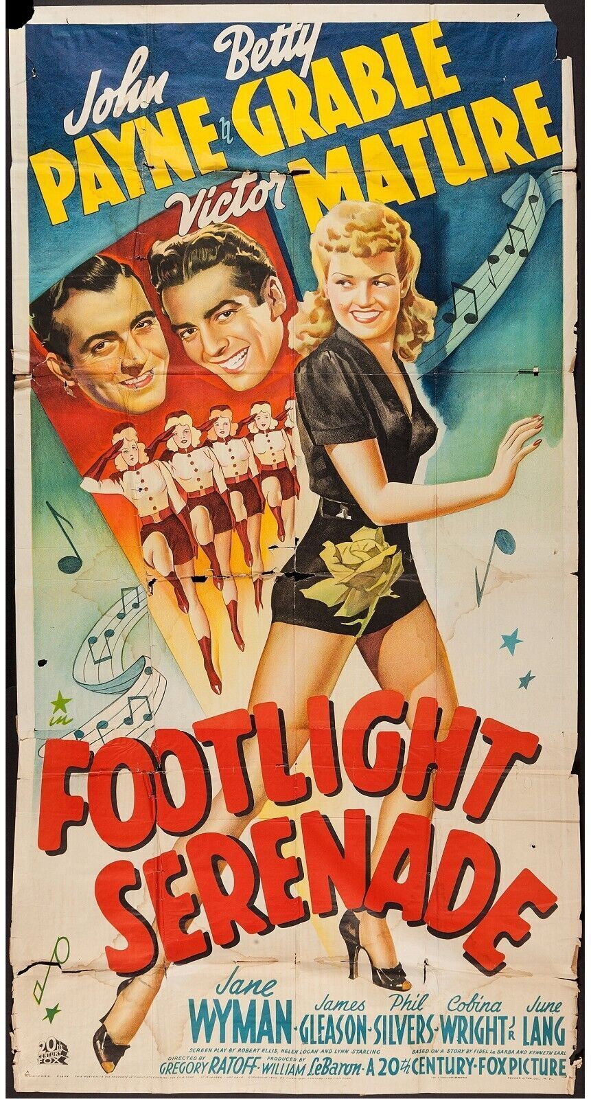 SWING AT THE HEART, FOOTLIGHT SERENADE, BETTY GRABLE, 1942, cinema poster reproduction