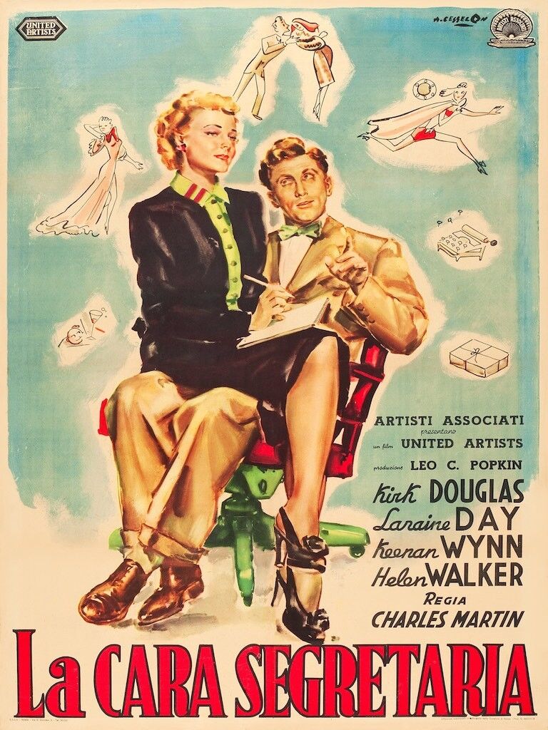 LA CARA SEGRETARIA,  KIRK DOUGLAS, 1957, REPRO MOVIE POSTER HQ