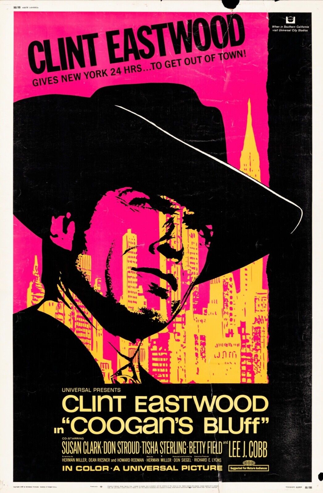 COOGAN'S BLUFF, CLINT EASTWOOD, 1968, RÉPRODUCCIÓN DE CARTEL DE PELÍCULA, VINTAGE, SEGUNDA CALIDAD