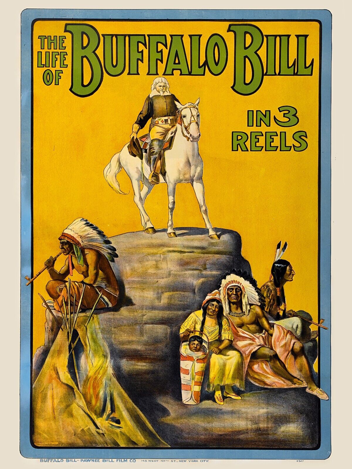 LA VIDA DE BUFFALO BILL, 1912, REPRODUCCIÓN DE CARTEL DE CINE VINTAGE, HQ