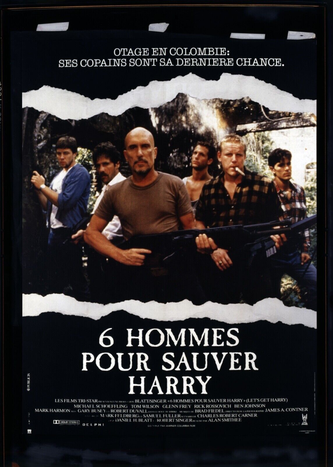 SIX MEN TO SAVE HARRY, GARY BUSEY, 1986, REPRO MOVIE POSTER, VINTAGE, HQ