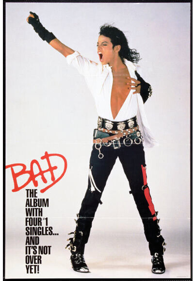 BAD, MICHAEL JACKSON, REPRO AFFICHE MUSIQUE VINTAGE