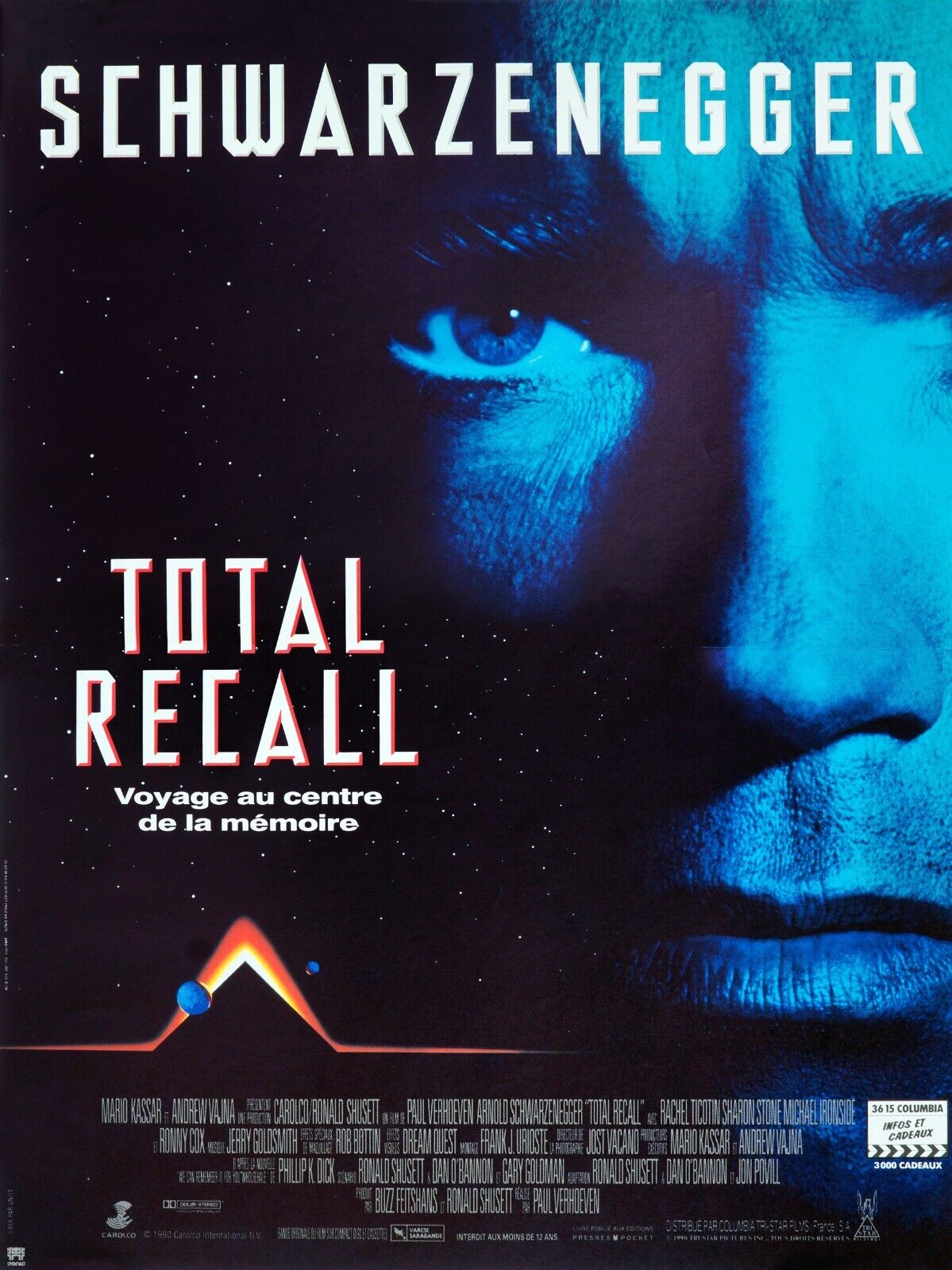 TOTAL RECALL, SCHWARZENEGGER, SHARON STONE, 1990, REPRO VINTAGE CINEMA POSTER, HQ