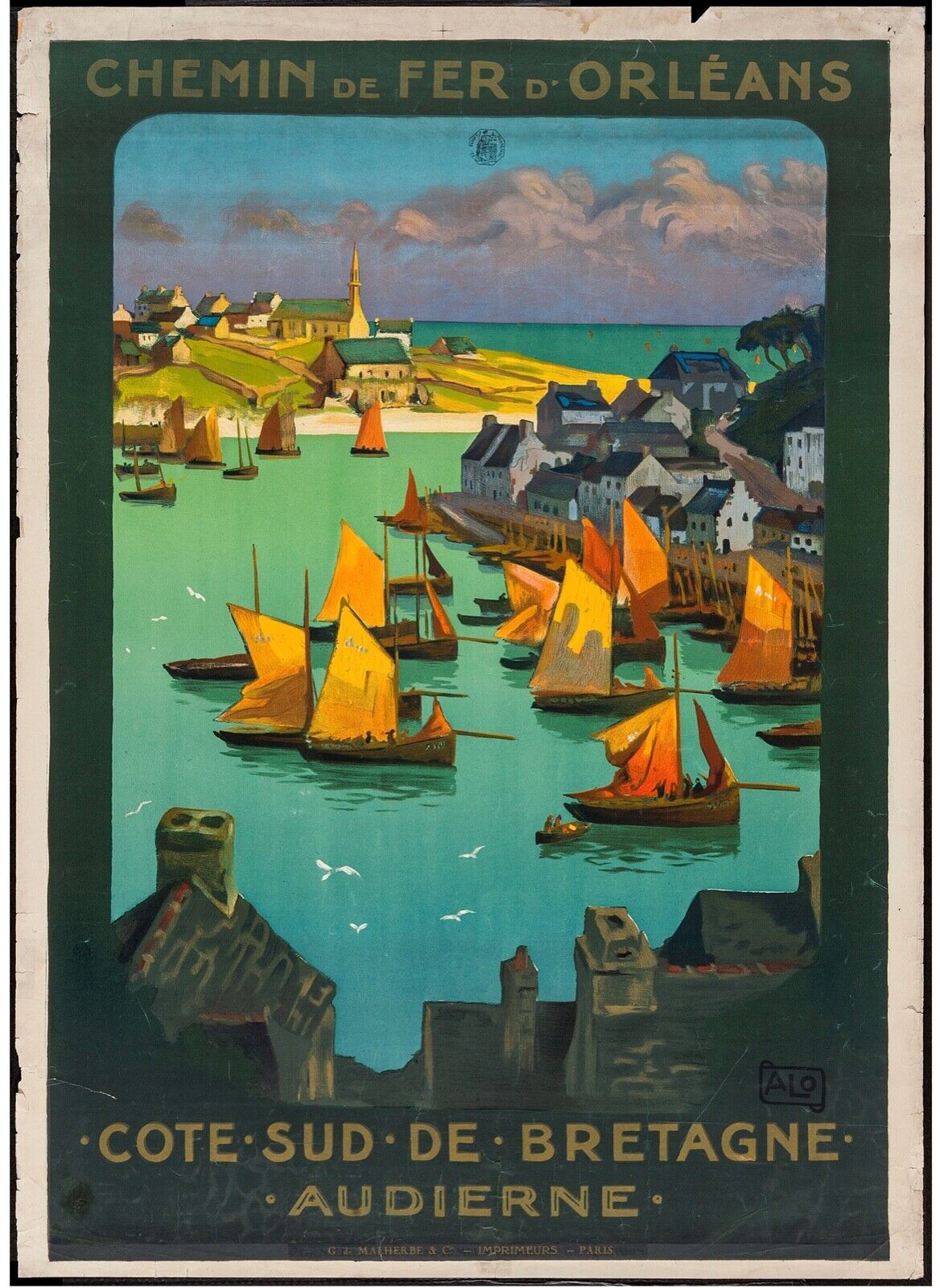 BRETAGNE, FRANCE, MER, REPRO TRAVEL PUBLICITY POSTER, VINTAGE, HQ