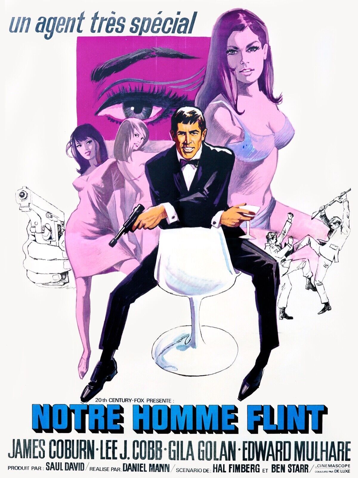 OUR MAN FLINT, JAMES COBURN, 1966, REPRO CINEMA POSTER, VINTAGE, HQ