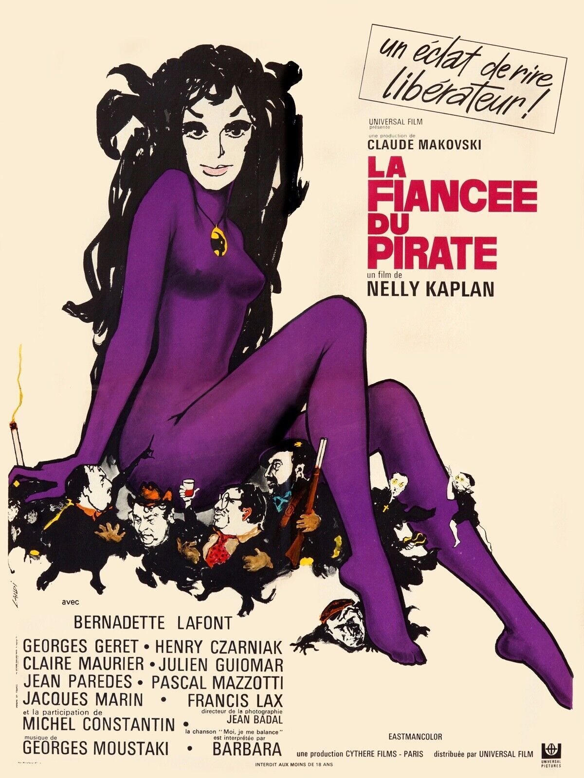 LA FIANCÉE DU PIRATE, BERNADETTE LAFONT, 1969, REPRO AFFICHE CINEMA VINTAGE, HQ
