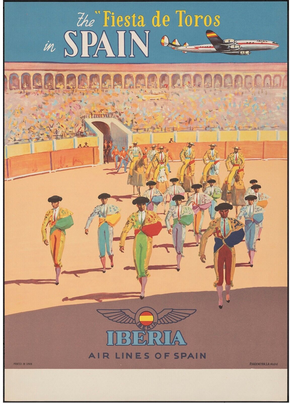 IBERIA – ESPAGNE – CORRIDA, REPRO AFFICHE, VINTAGE, HAUTE QUALITÉ