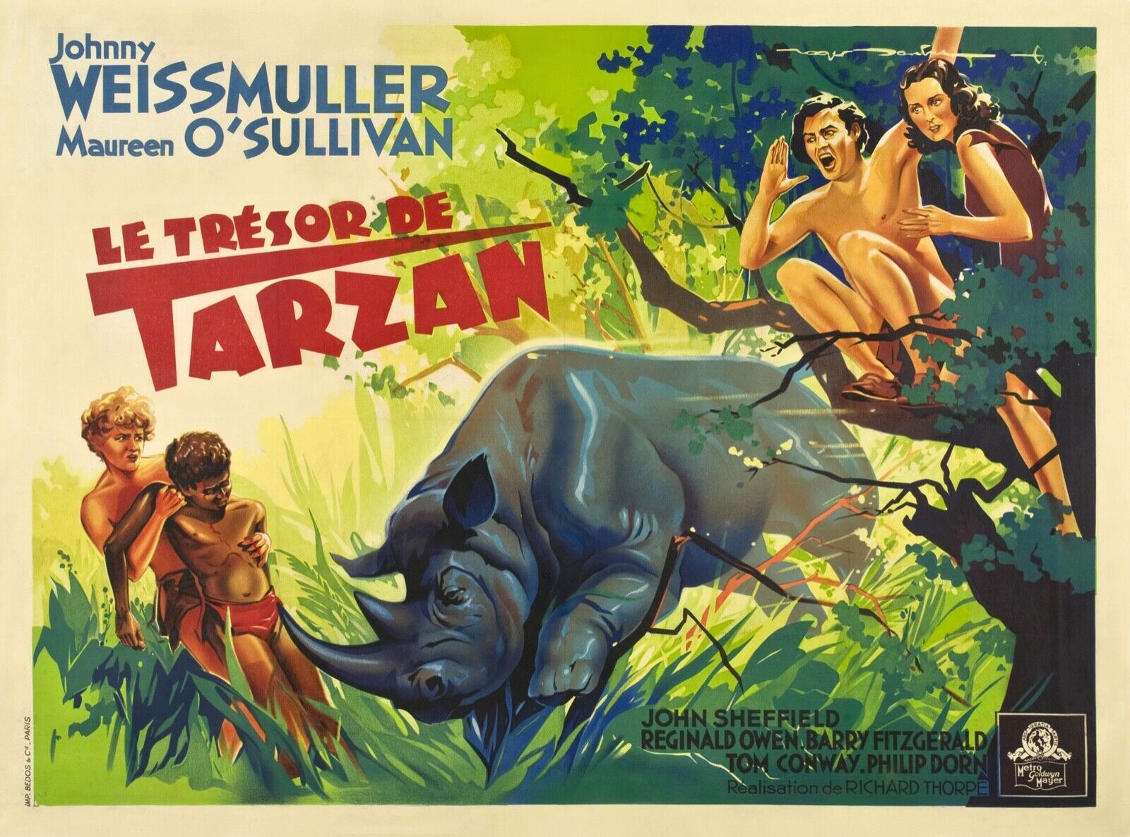 LE TRÉSOR DE TARZAN, JOHNNY WEISSMULLER, 1941, Repro affiche cinéma, VINTAGE, HQ