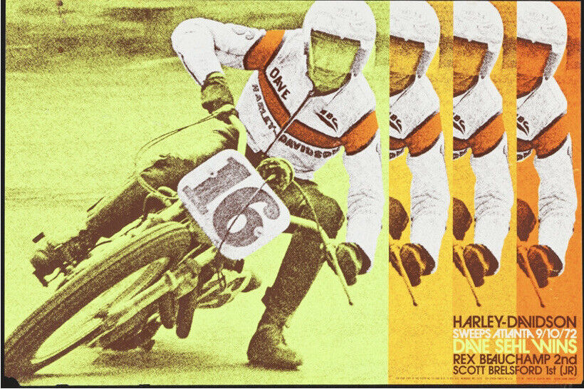 HARLEY DAVIDSON MOTO COURSE REPRO AFFICHE PUBLICITAIRE VINTAGE HQ