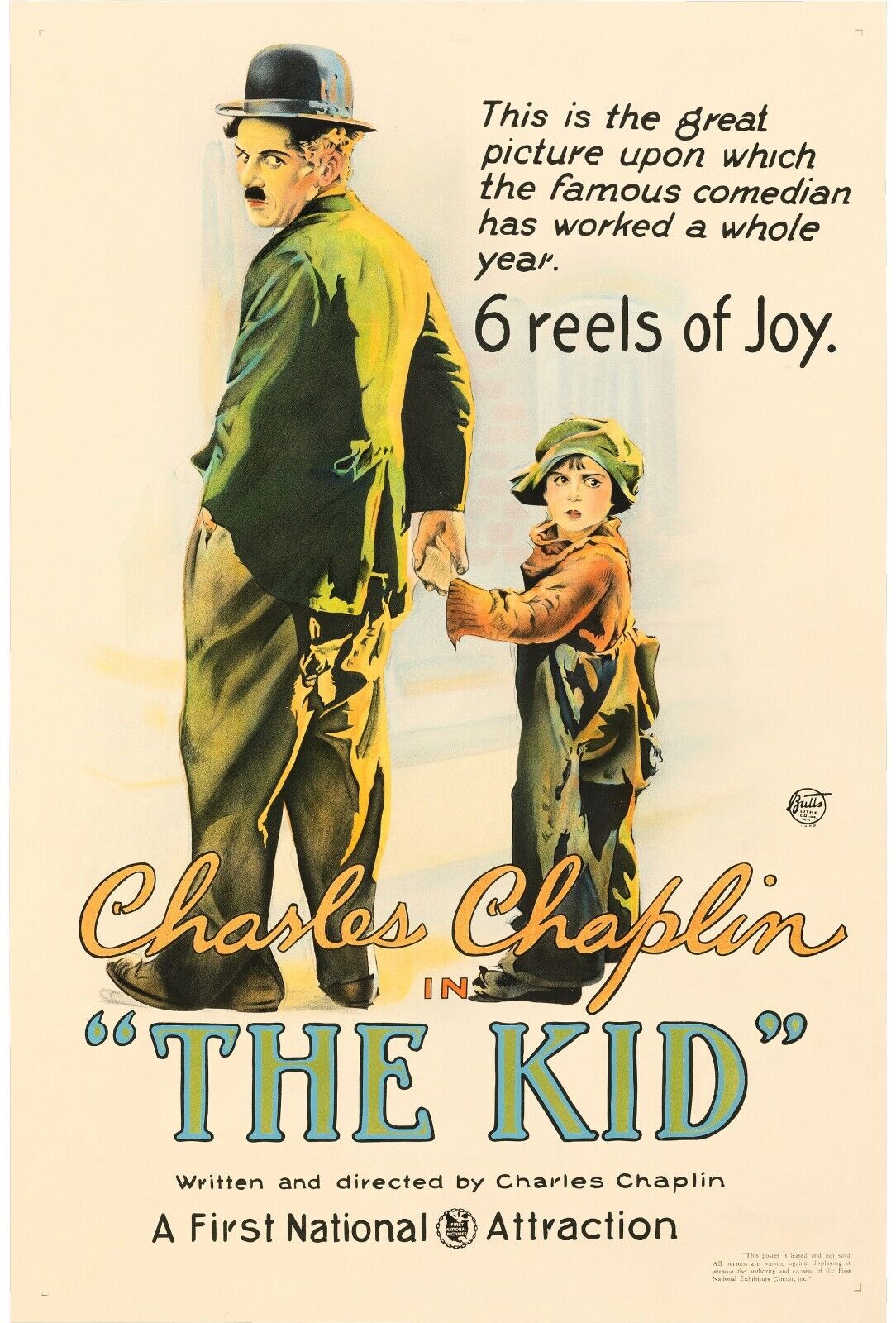 THE KID, CHARLES CHAPLIN, 1921,  REPRO AFFICHE DE CINEMA VINTAGE, HQ