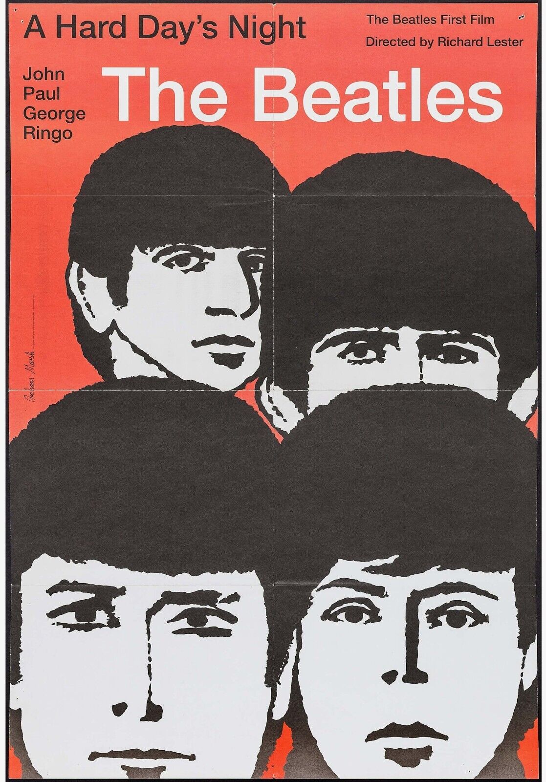 THE BEATLES, A HARD DAY'S NIGHT, REPRO AFFICHE CONCERT MUSIC VINTAGE, HQ