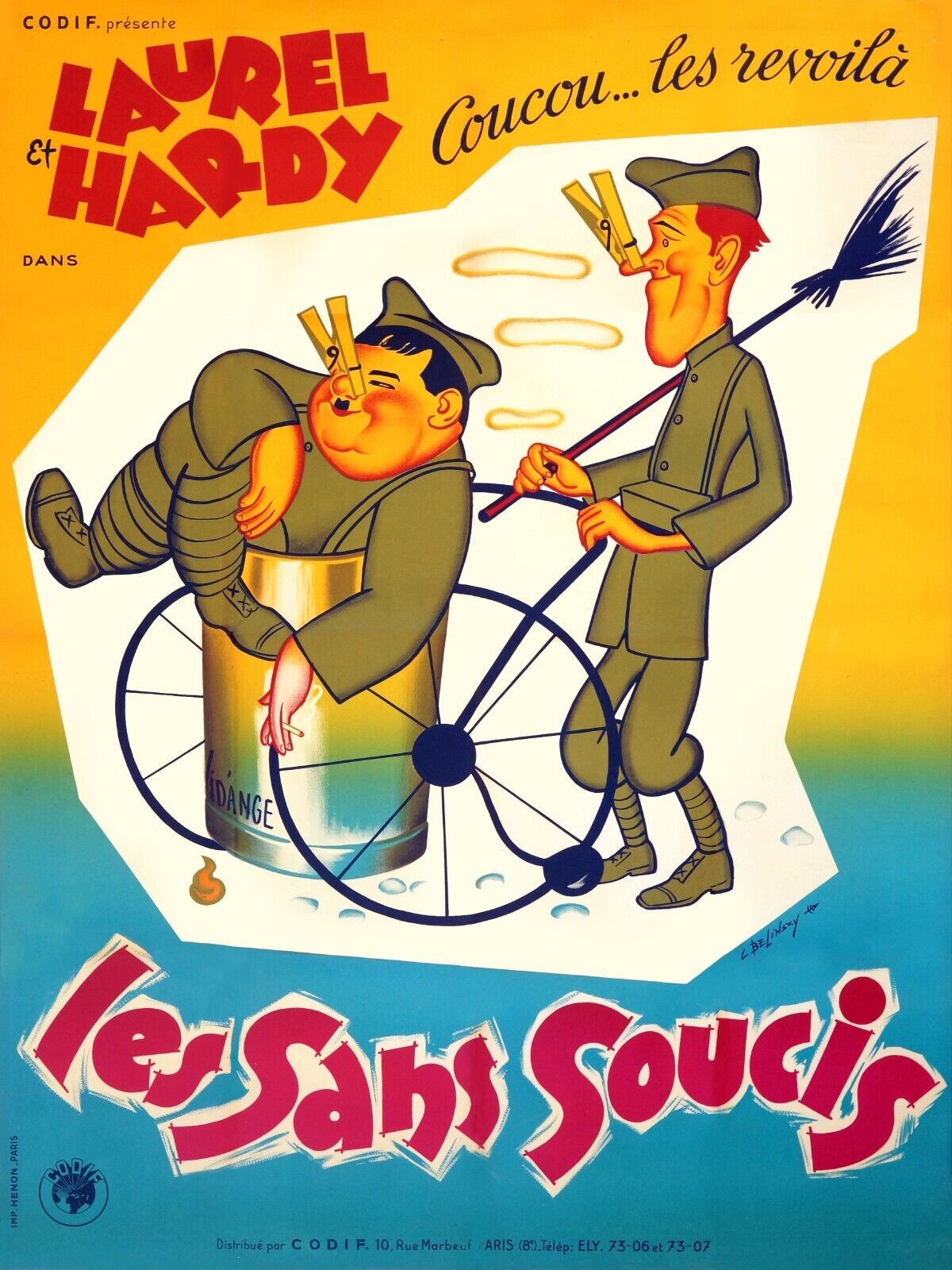LES SANS SOUCIS, LAUREL ET HARDY, 1939, REPRO AFFICHE CINEMA VINTAGE, HQ