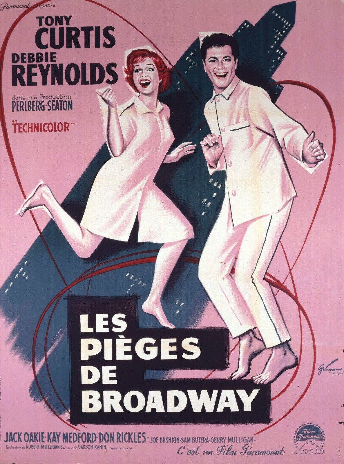 LES PIÈGES DE BROADWAY, TONY CURTIS, 1958, REPRO AFFICHE CINEMA VINTAGE, HQ