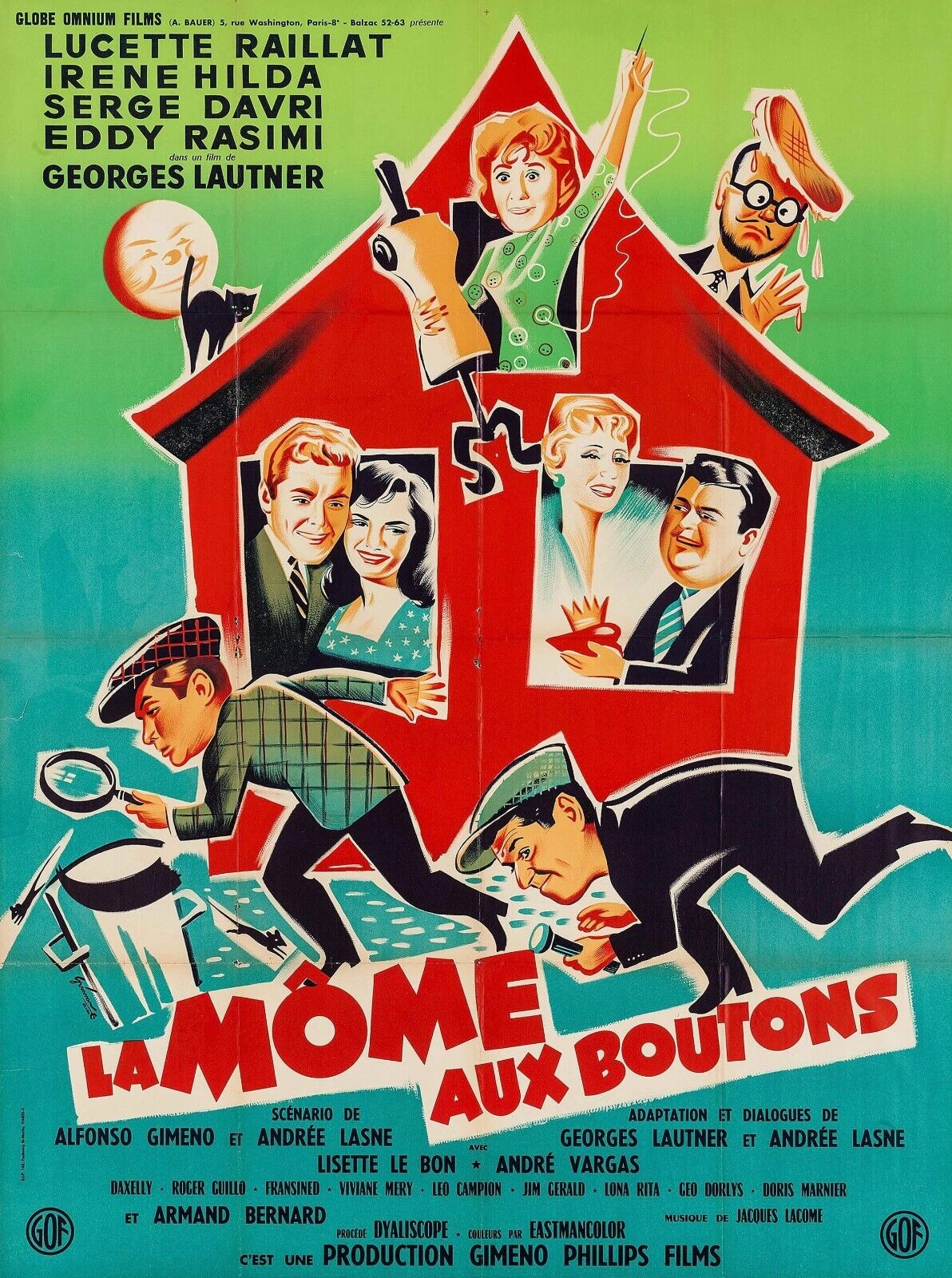 LA MÔME AUX BOUTONS, LUCETTE RAILLAT, 1958, repro affiche de cinema, VINTAGE HQ