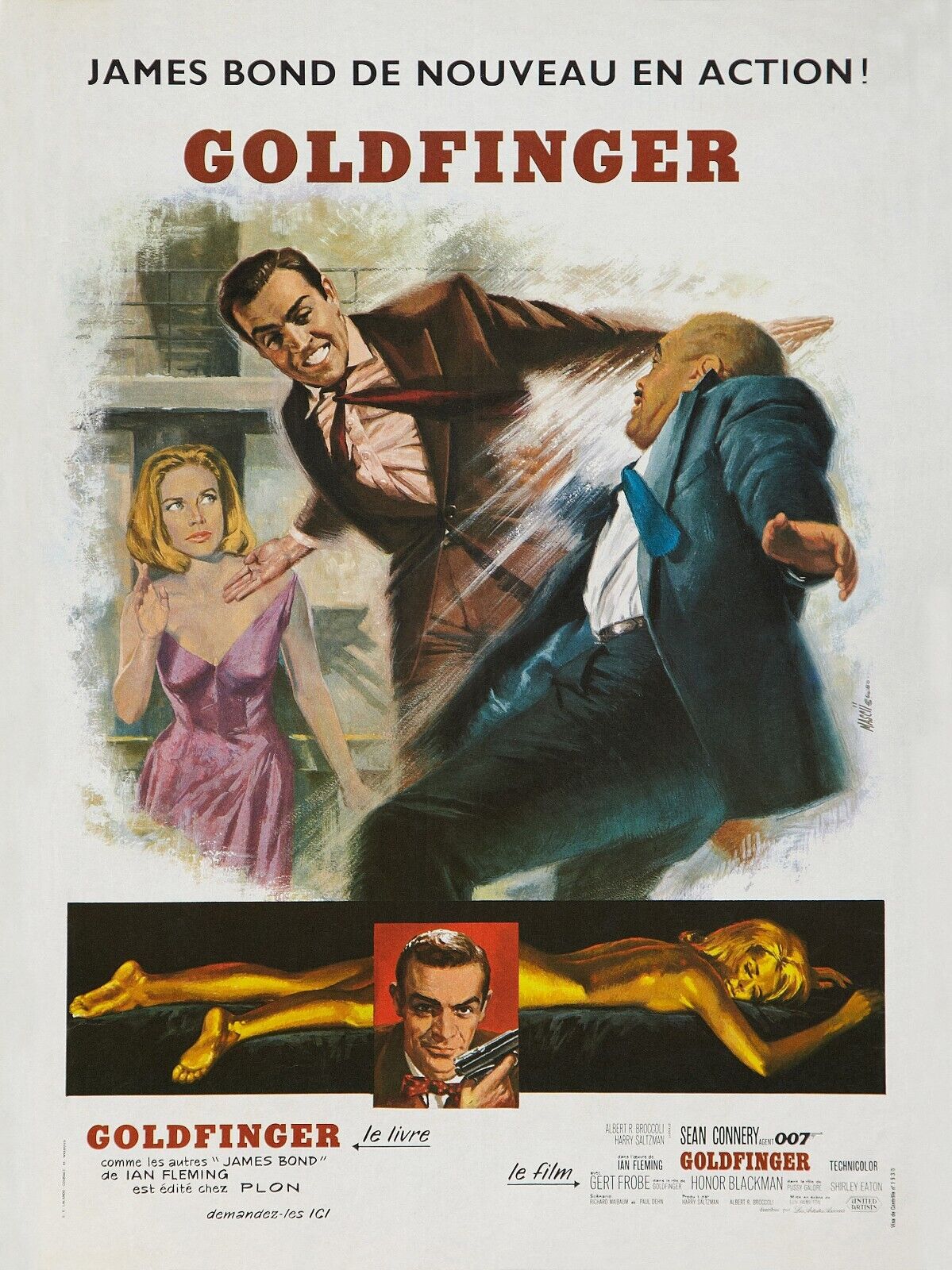 GOLDFINGER, SEAN CONNERY, 1964, REPRO MOVIE POSTER, VINTAGE, HQ.