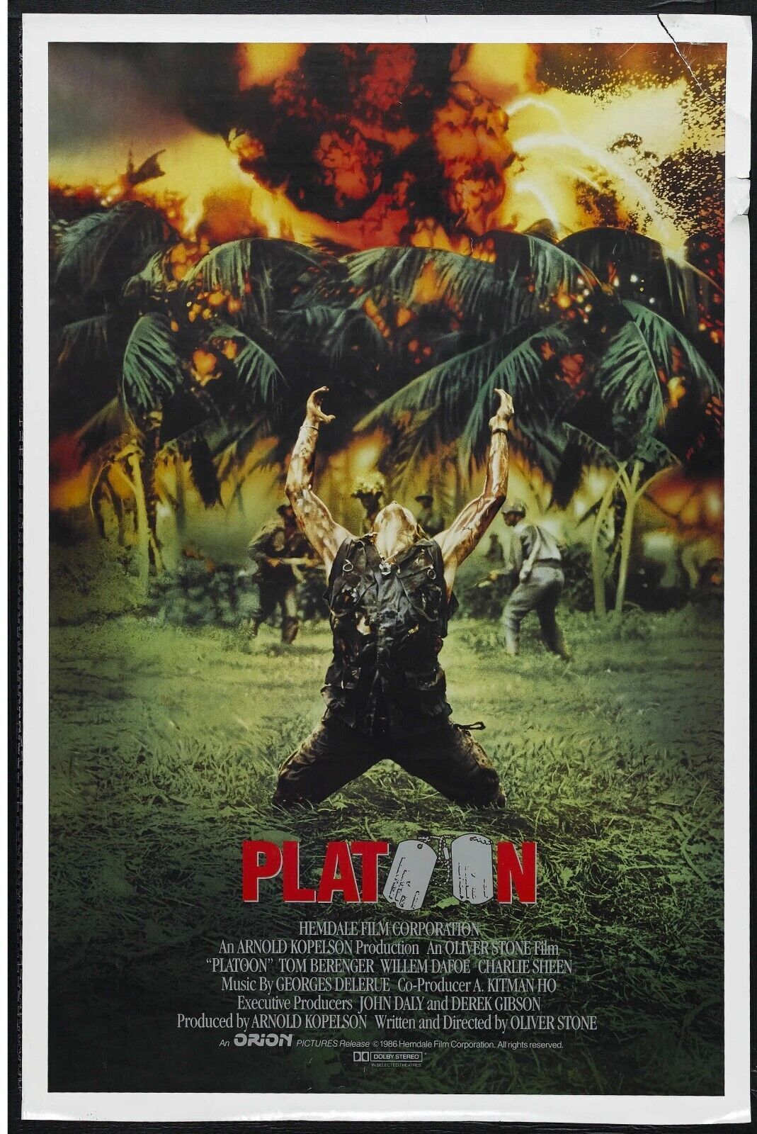 PLATOON, OLIVIER STONE, 1986, Repro affiche cinéma VINTAGE, HQ