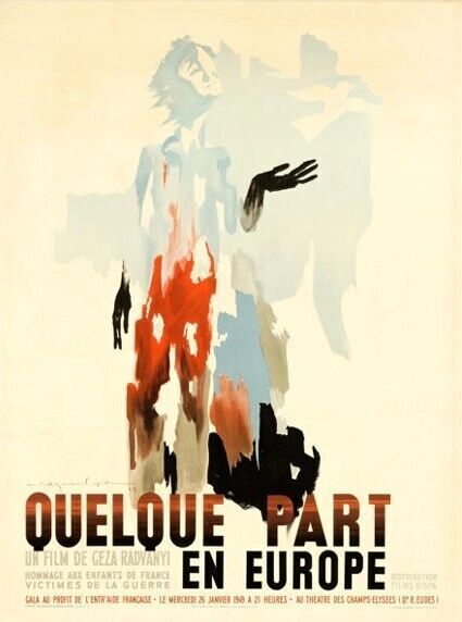 QUELQUE PART EN EUROPE, GÉZA VON RADVÁNYI, 1948, Repro affiche cinéma VINTAGE, HQ