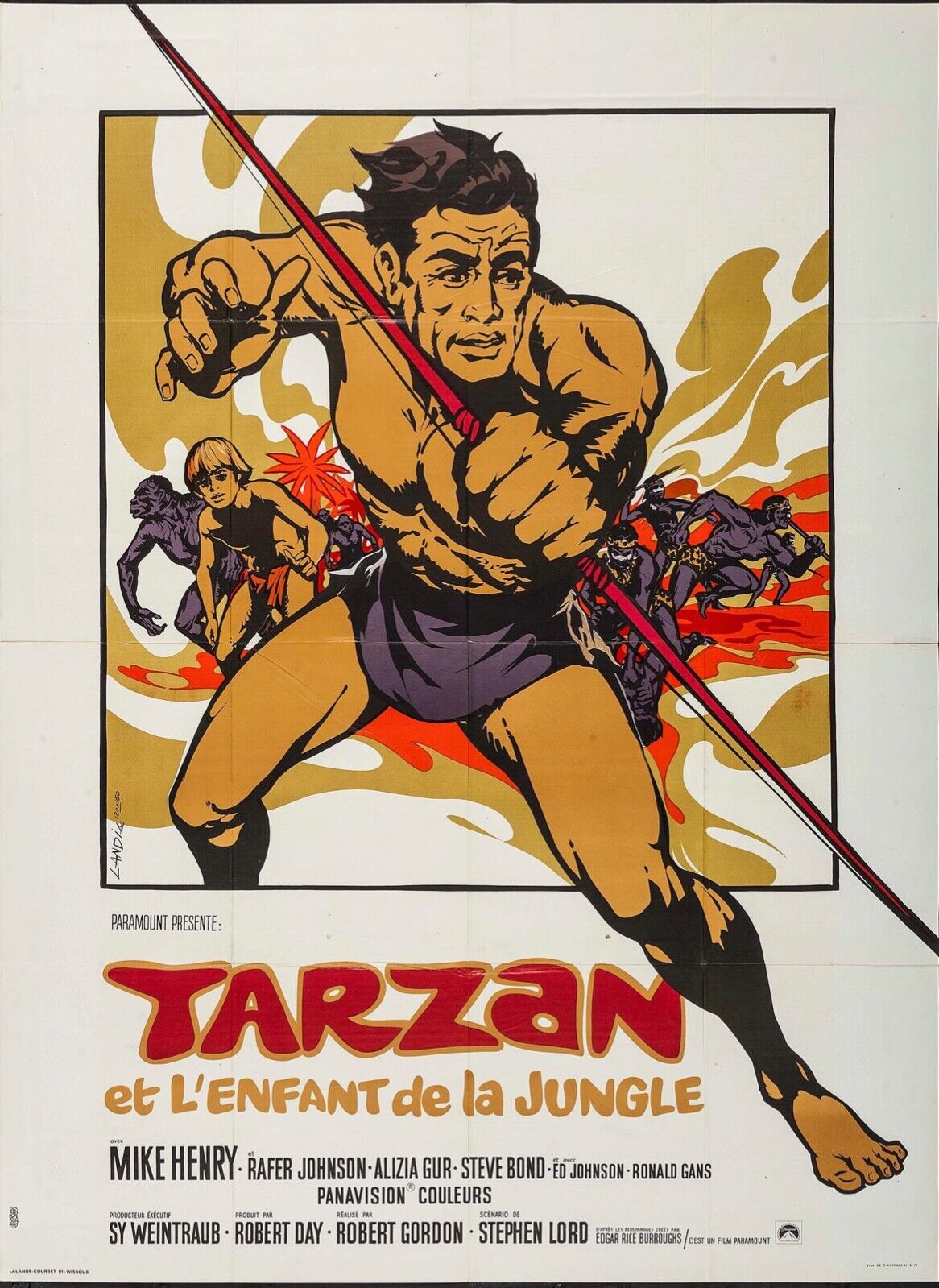 TARZAN AND THE JUNGLE CHILD, MIKE HENRY, 1968, REPRO VINTAGE CINEMA POSTER