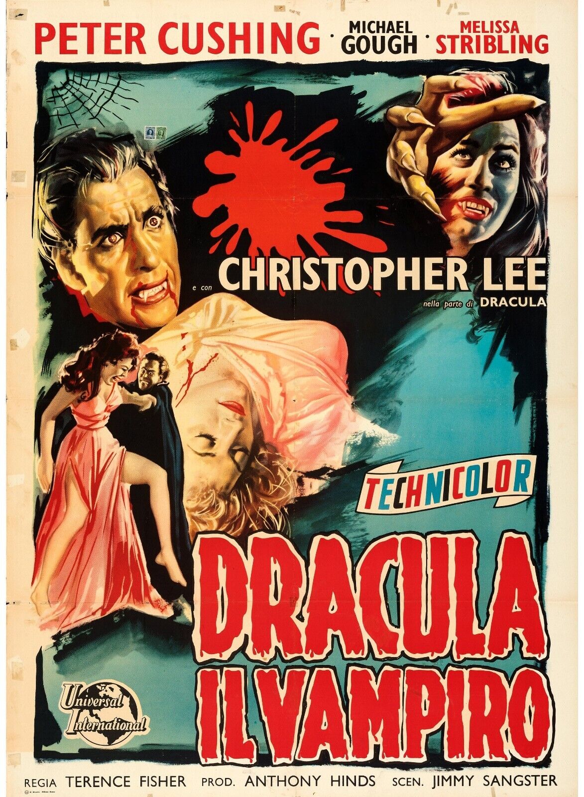 DRÁCULA EL VAMPIRO, PETER CUSHING, 1958, REPRODUCCIÓN DE CARTEL DE PELÍCULA, VINTAGE, ALTA CALIDAD