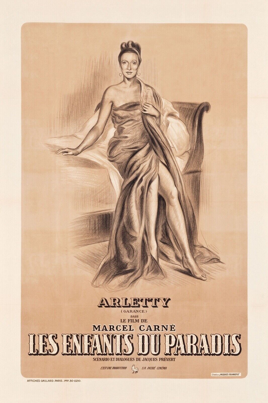 LES ENFANTS DU PARADIS, ARLETTY, 1945, repro affiche cinéma VINTAGE, HQ