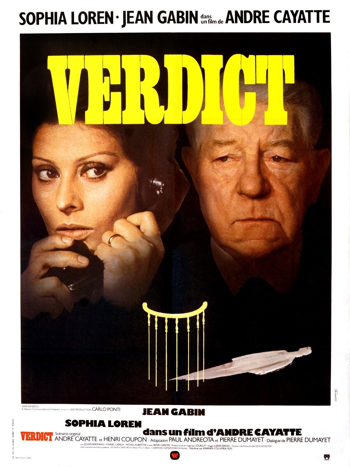 VERDICT, SOPHIA LOREN JEAN GABIN, 1974, REPRO AFFICHE DE CINEMA VINTAGE HQ