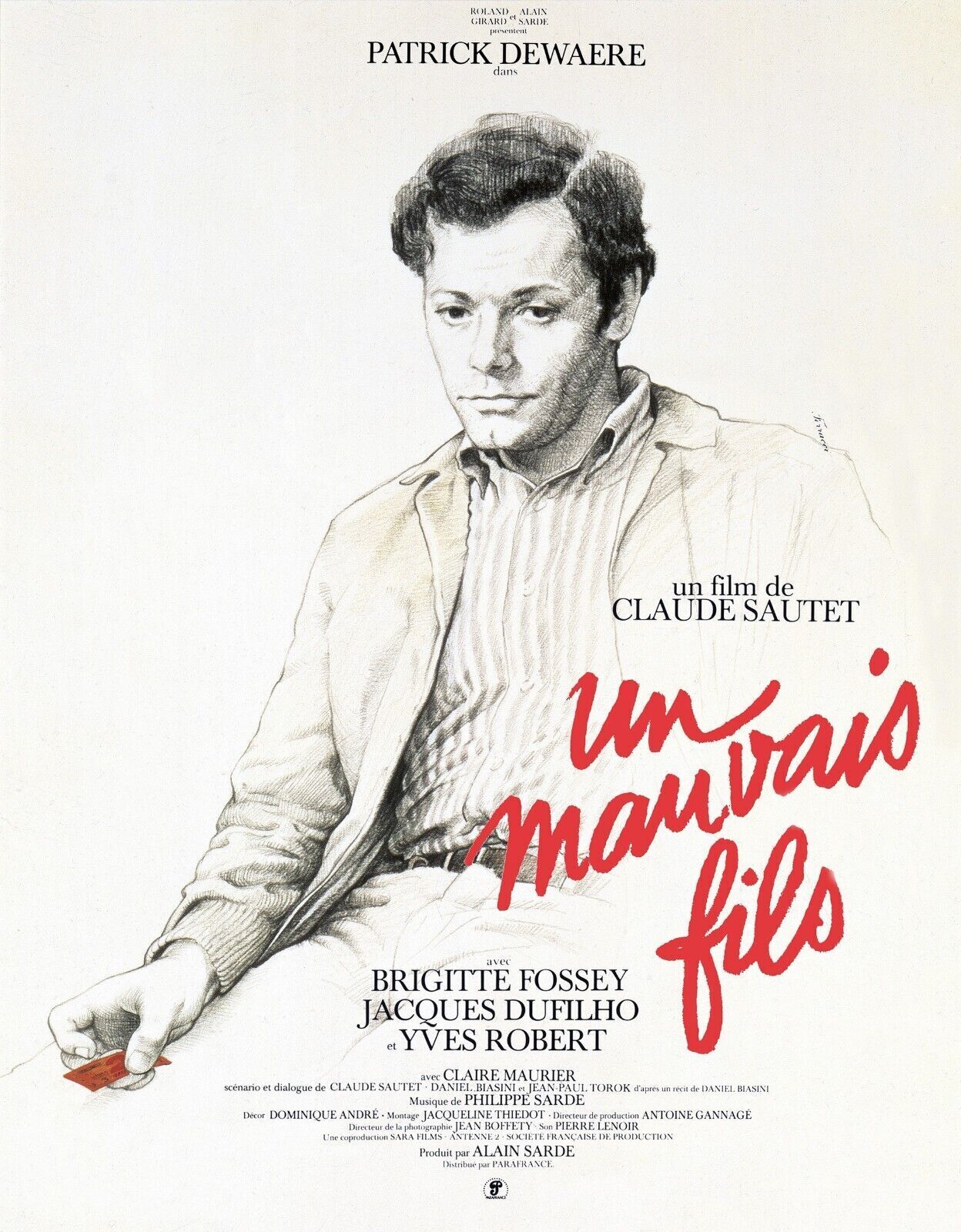 UN MAUVAIS FILS, PATRICK DEWAERE, BRIGITTE FOSSEY, 1980, repro affiche de cinema HQ