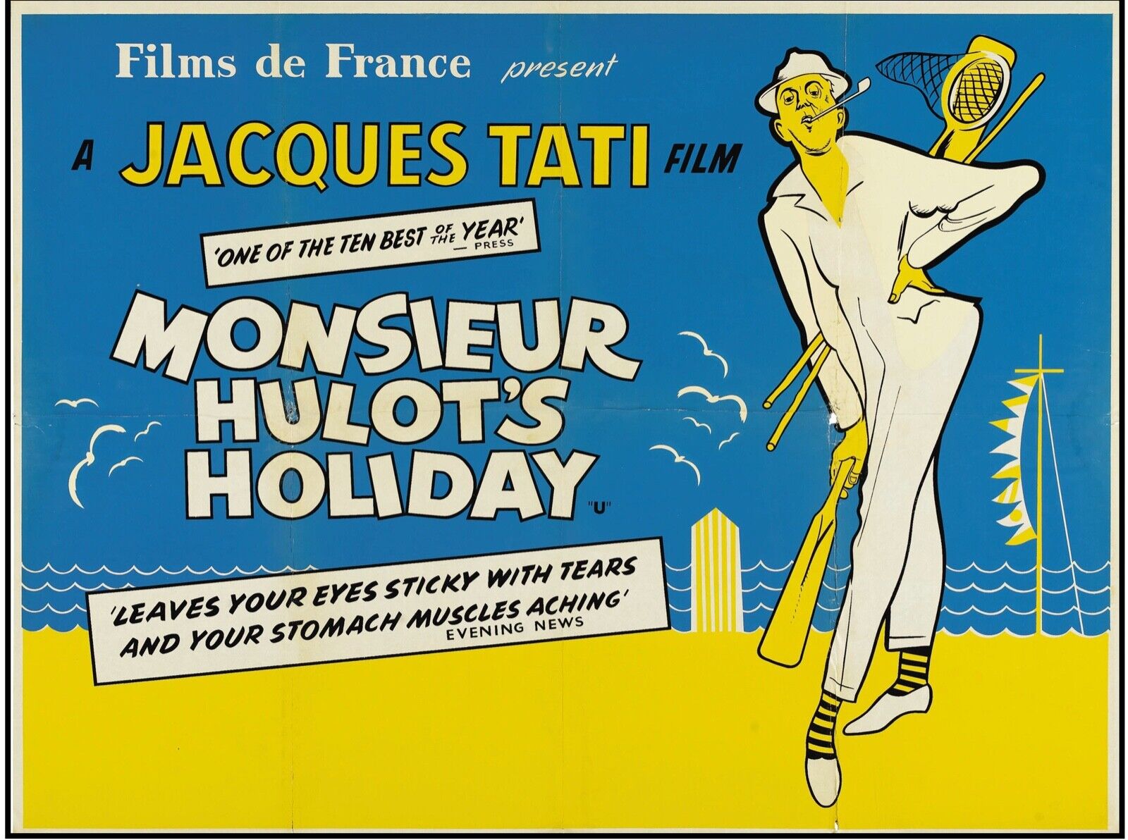 LES VACANCES DE MONSIEUR HULOT, JACQUES TATI, 1953, Repro affiche cinéma VINTAGE, HQ