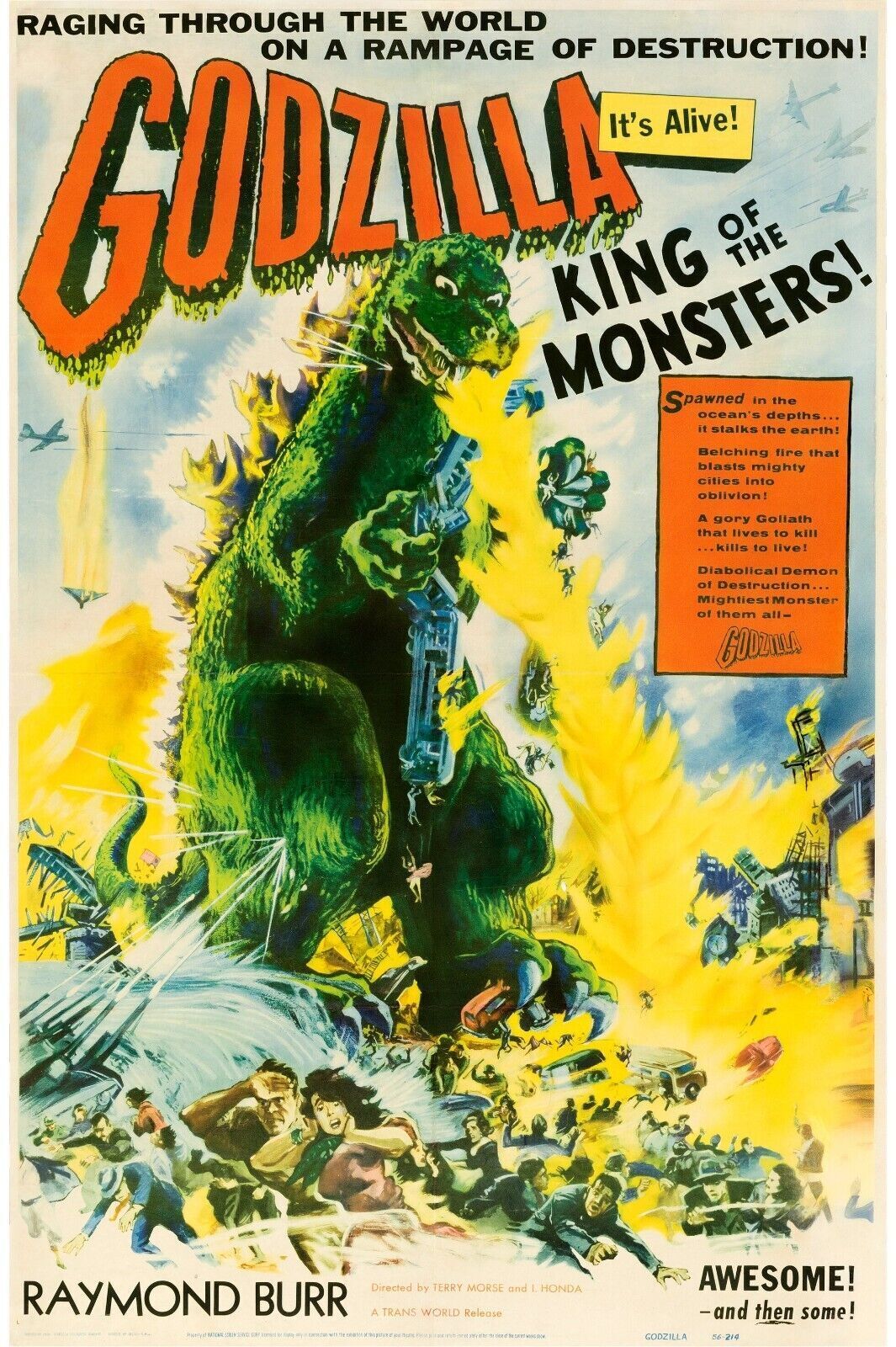 GODZILLA IS ALIVE, RAYMOND BURR, REPRO MOVIE POSTER, VINTAGE, HQ.