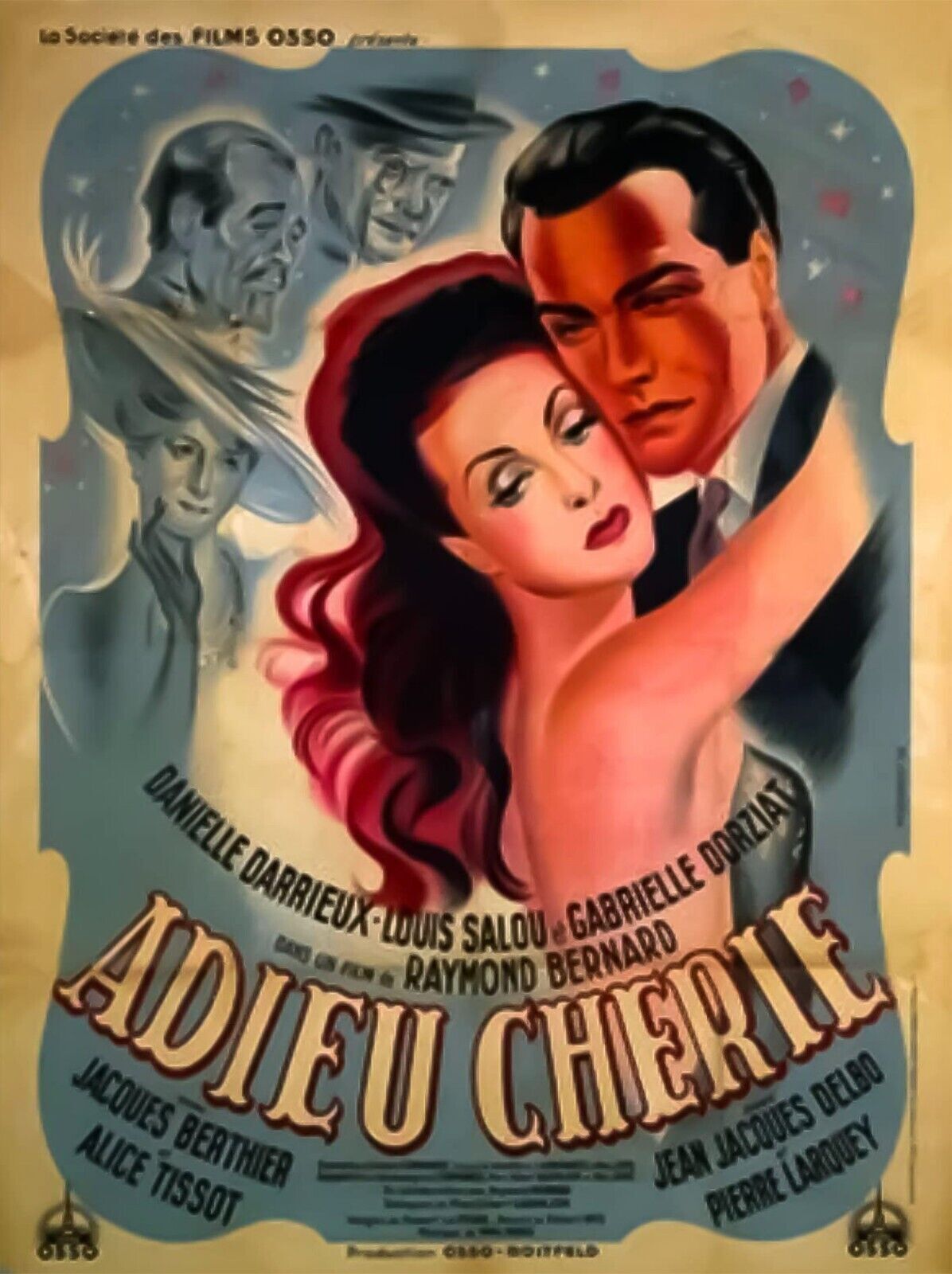 ADIEU CHÉRIE, DANIELLE DARRIEUX, 1946, REPRO MOVIE POSTER, VINTAGE, HQ