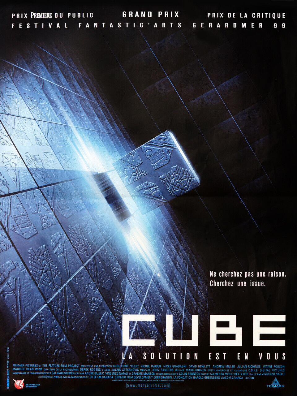 CUBE, NICOLE DE BOER, 1997, REPRO AFFICHE CINÉMA VINTAGE, HQ