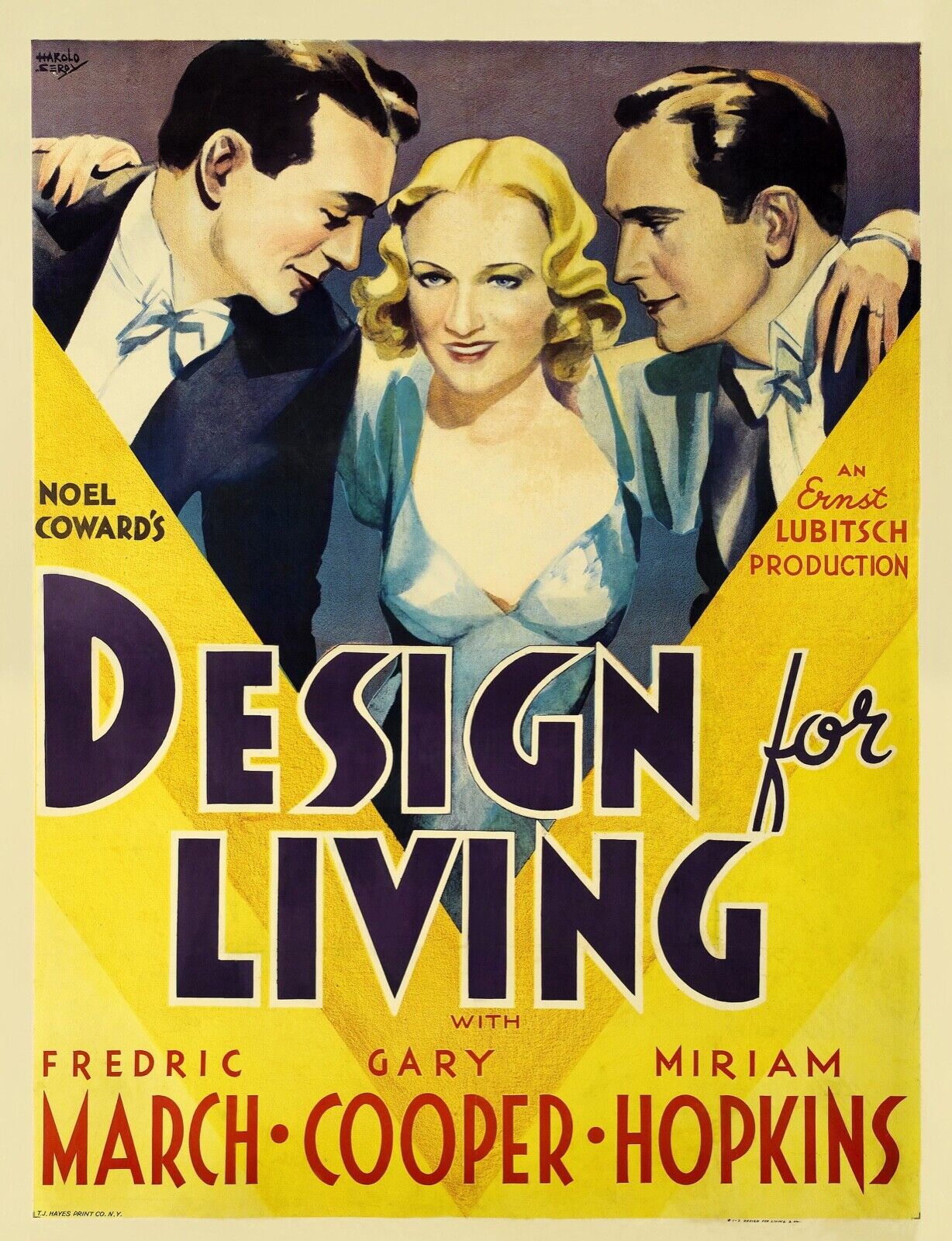 DISEÑO PARA VIVIR, GARY COOPER, REPRODUCCIÓN DE CARTEL DE CINE VINTAGE