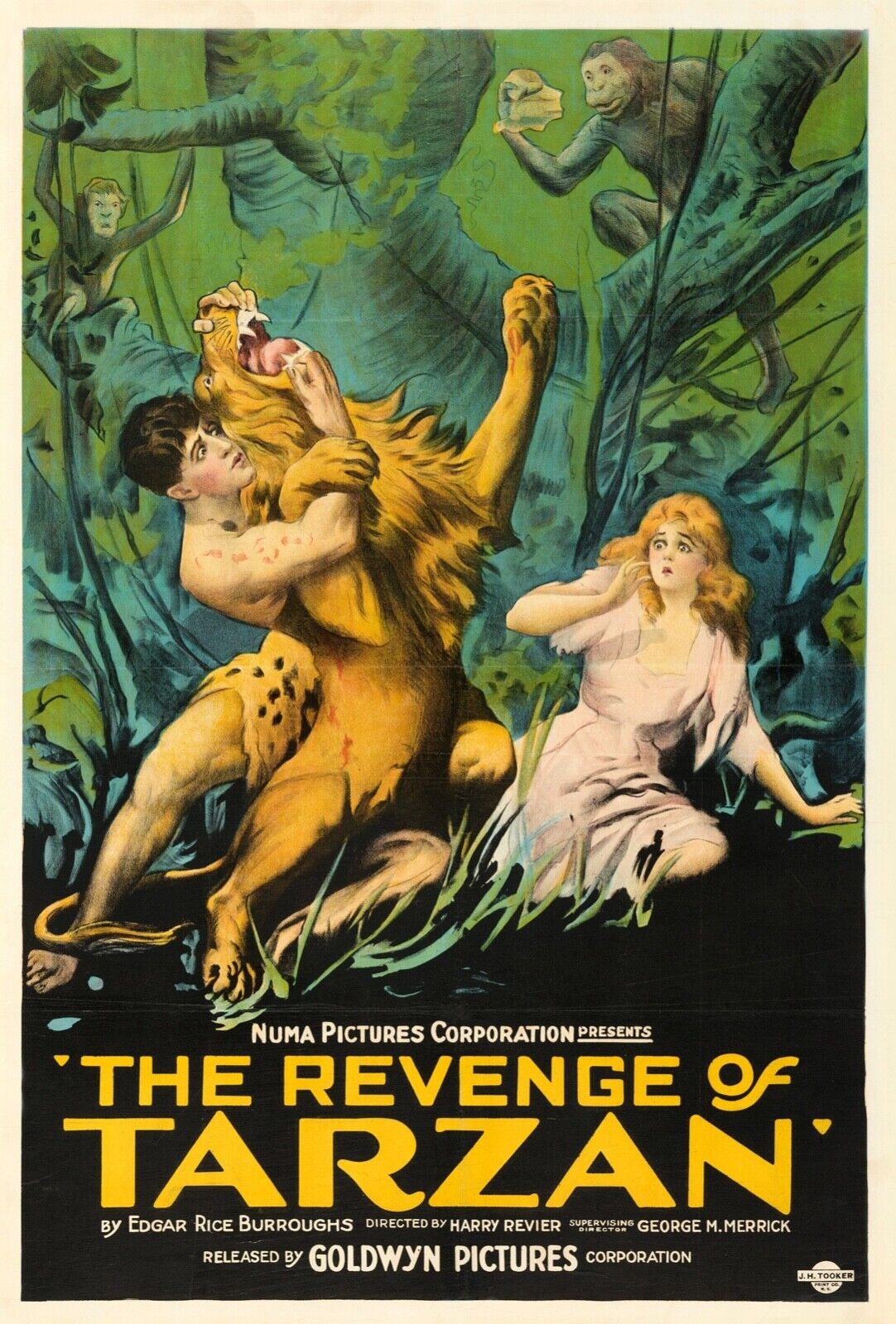 LE RETOUR DE TARZAN, GENE POLLARD, 1920, REPRO AFFICHE CINEMA VINTAGE, HQ