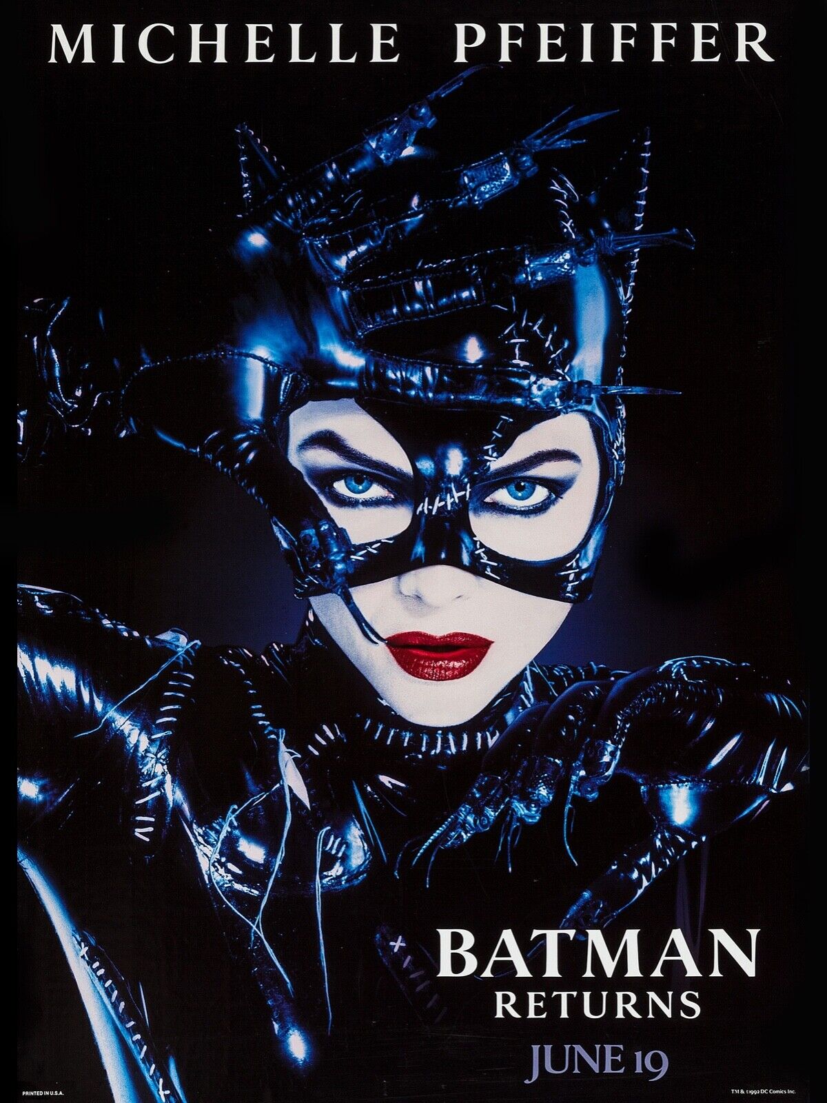 BATMAN RETURNS, MICHELLE PFEIFFER, 1992, REPRO MOVIE POSTER, VINTAGE, HQ