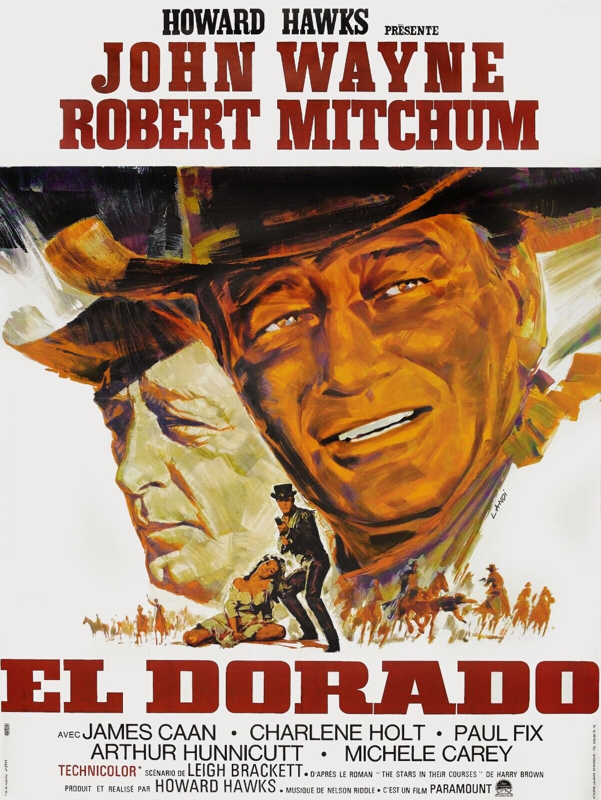 EL DORADO, JOHN WAYNE, 1966, REPRODUCCIÓN DE CARTEL DE PELÍCULA, VINTAGE, HQ