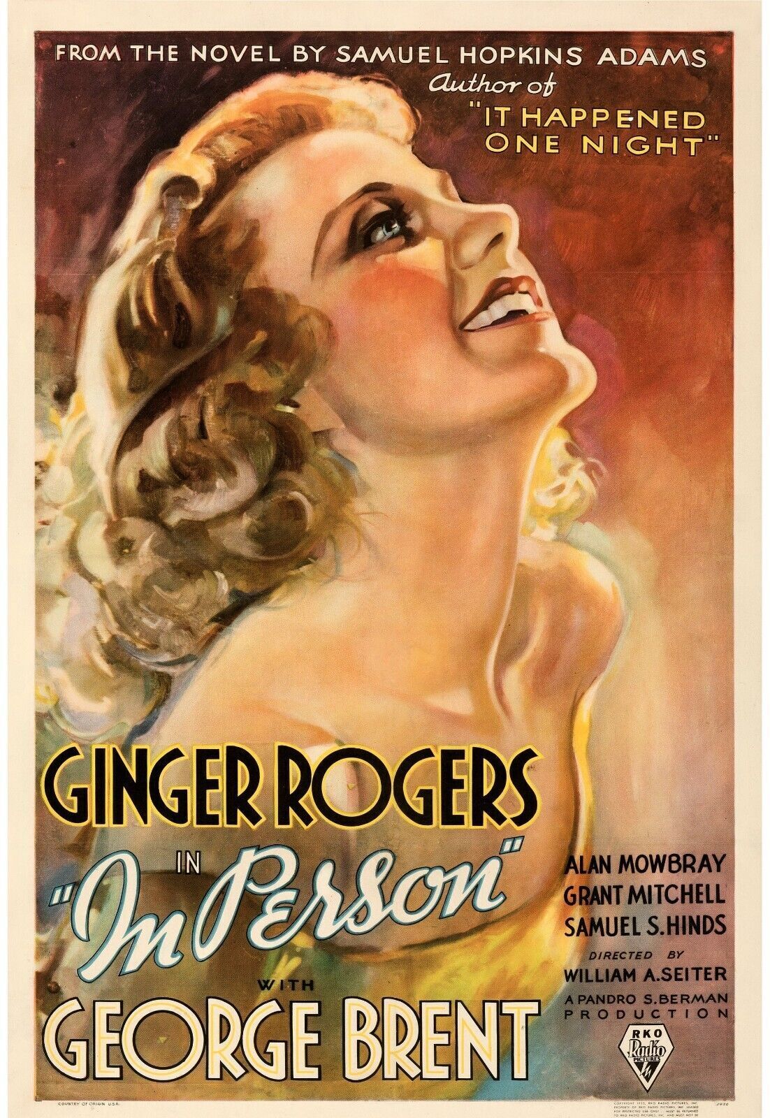 TE ENTRENARÉ, GINGER ROGERS, 1935, REPRODUCCIÓN DE CARTEL DE PELÍCULA, VINTAGE, HQ