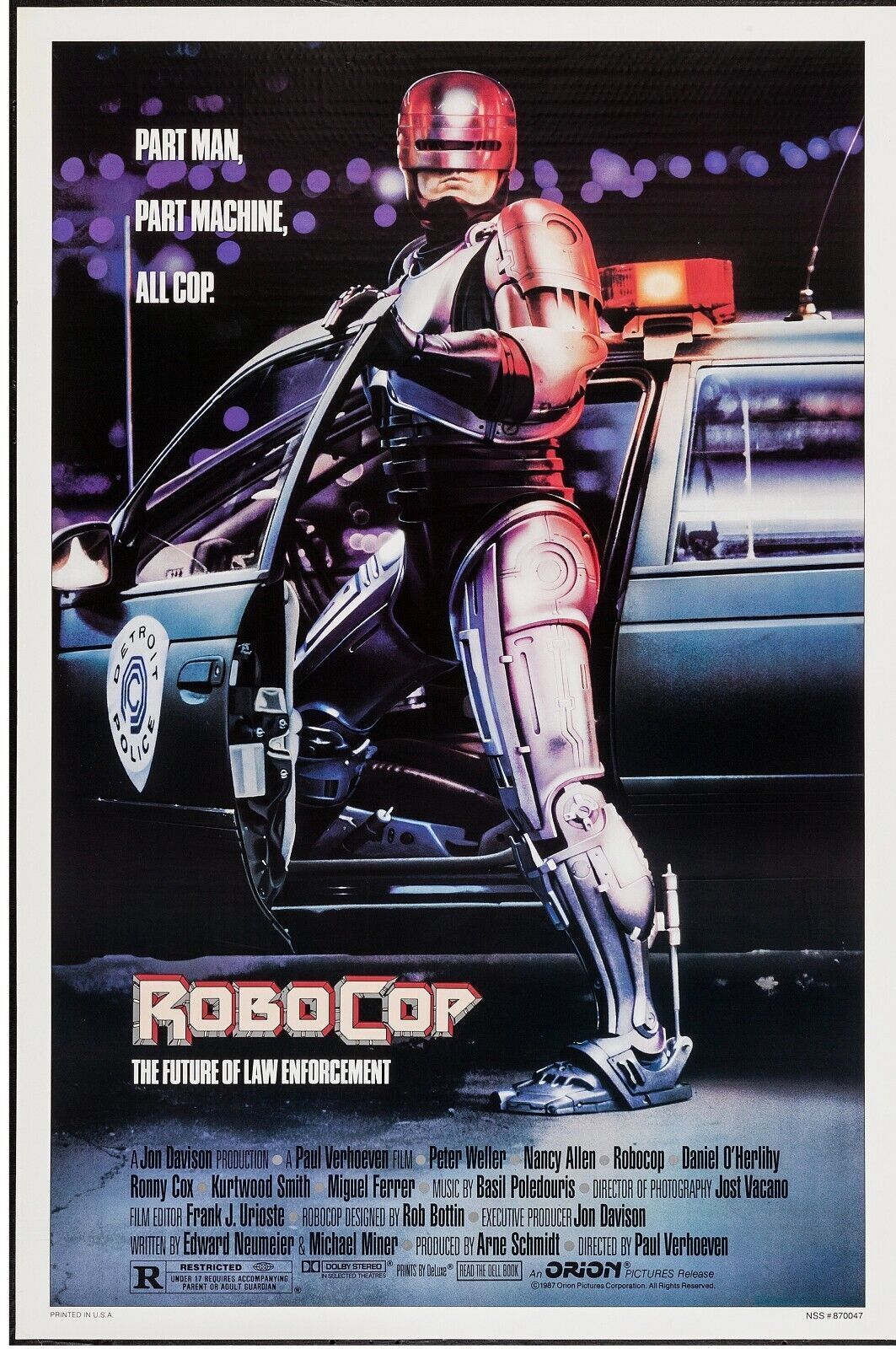 ROBOCOP, PETER WELLER, 1987,  Repro Affiche Cinéma Vintage, HQ
