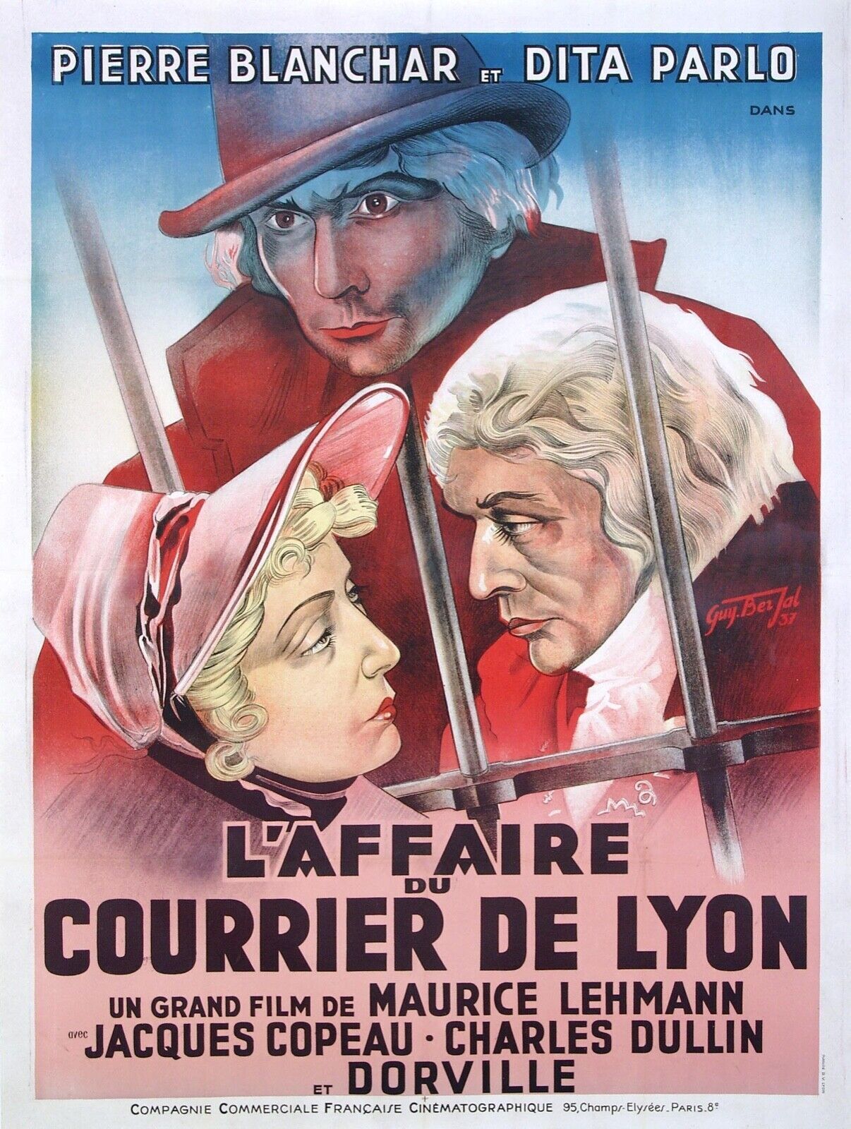L’AFFAIRE DU COURRIER DE LYON, PIERRE BLANCHAR, REPRO MOVIE POSTER, VINTAGE, HQ