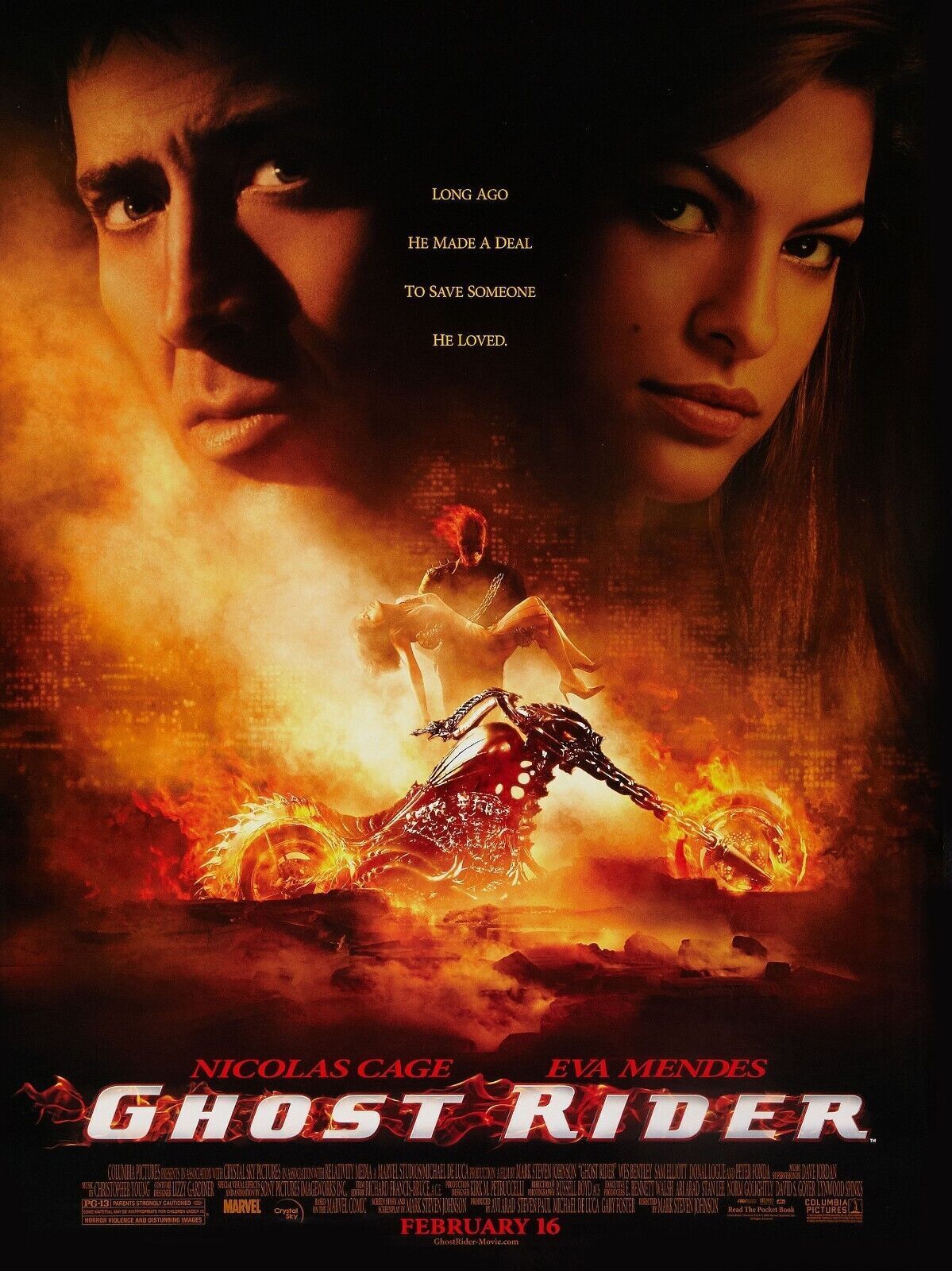 GHOST RIDER, NICOLAS CAGE, 2007, REPRO AFFICHE CINEMA VINTAGE EN HQ