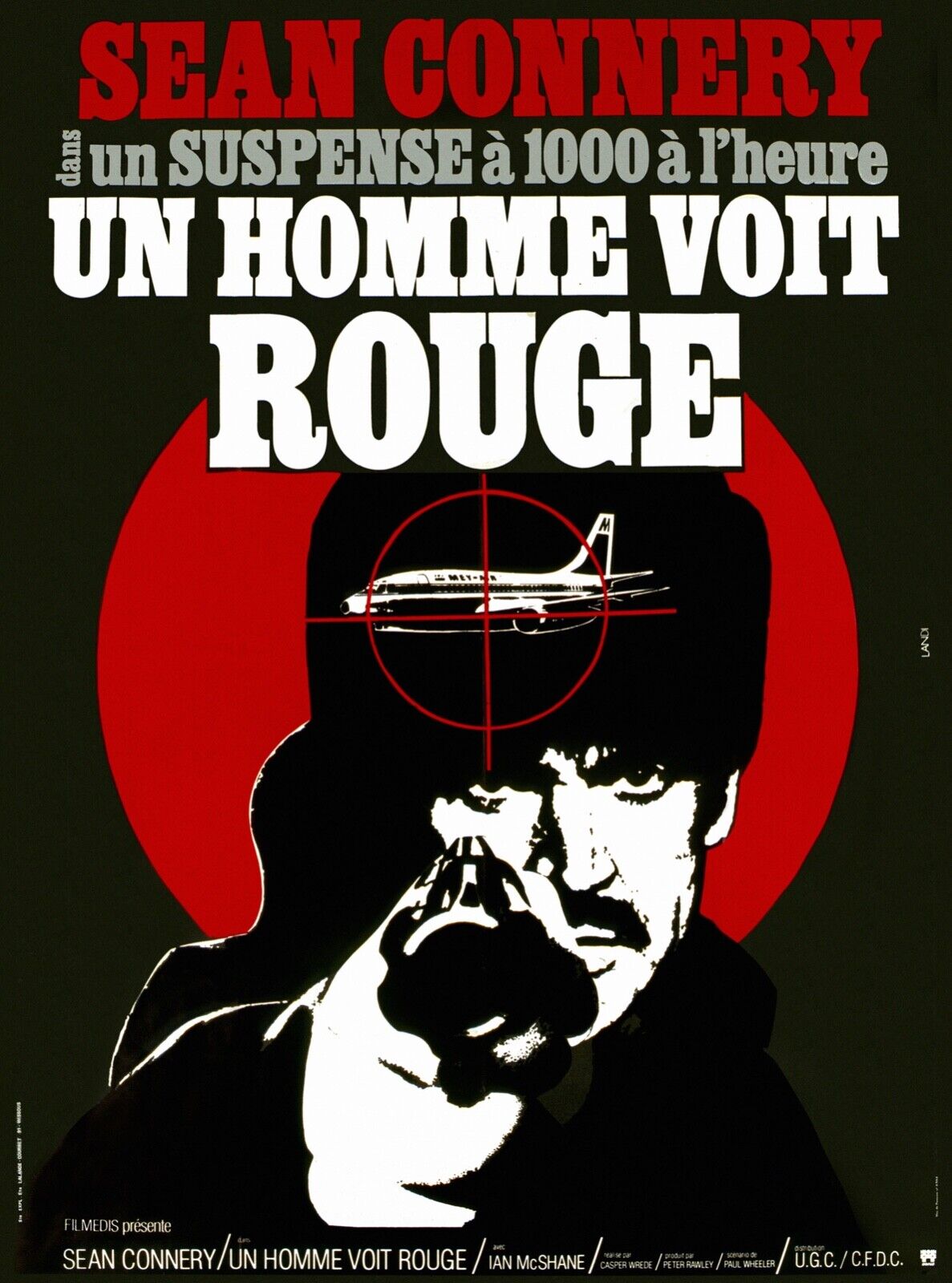 UN HOMBRE VE A ROJO SEAN CONNERY, 1974, CARTEL DE CINE VINTAGE, HQ