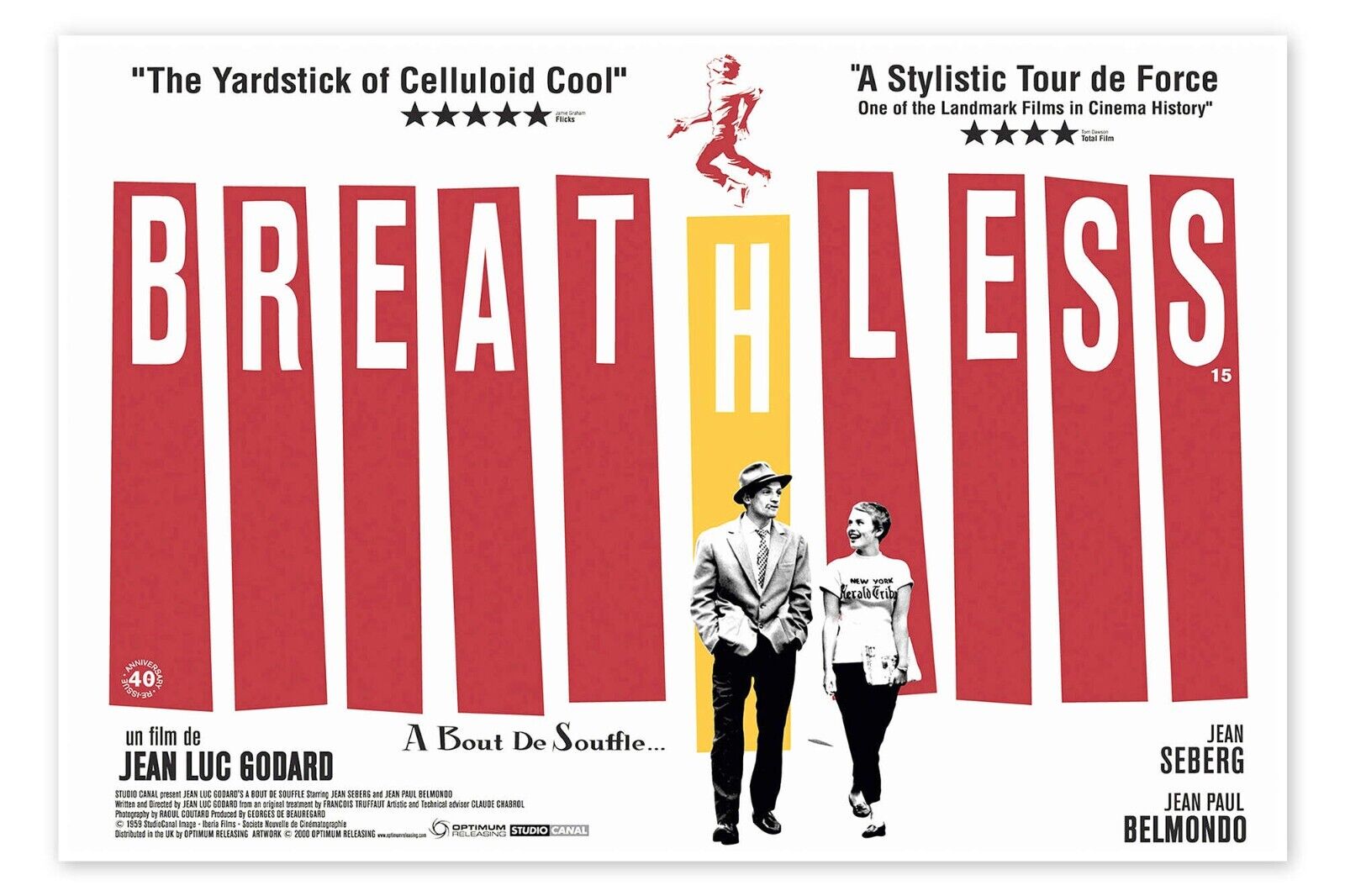 BREATHLESS (À BOUT DE SOUFFLE), JEAN SEBERG, 1960, REPRO MOVIE POSTER, VINTAGE, HQ