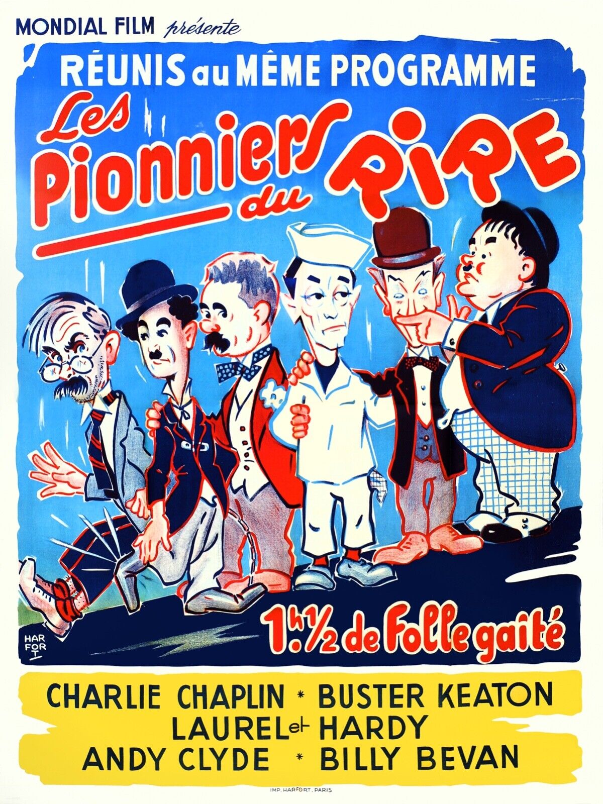 LES PIONNIERS DU RIRE, CHARLIE CHAPLIN, 1920,  Repro affiche cinéma, VINTAGE, HQ