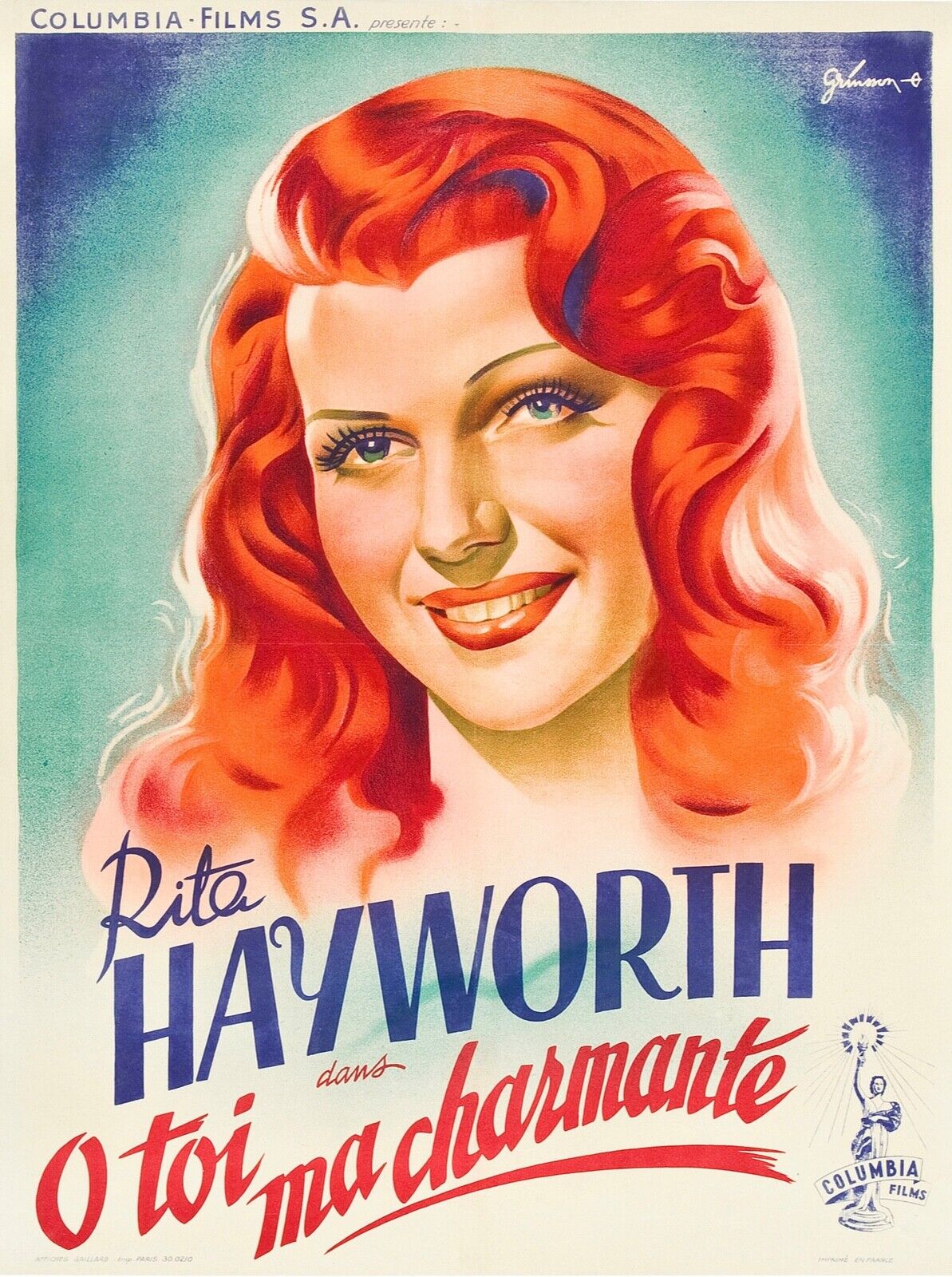 ¡Oh, tú encantadora!, Rita Hayworth, 1942, Reproducción de póster de cine clásico, Sede Central