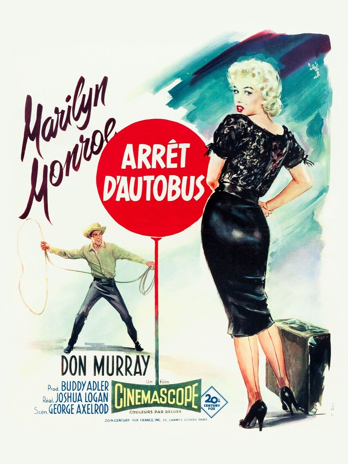 ARRÊT D’AUTOBUS, MARILYN MONROE, 1956, REPRO MOVIE POSTER, VINTAGE, HQ