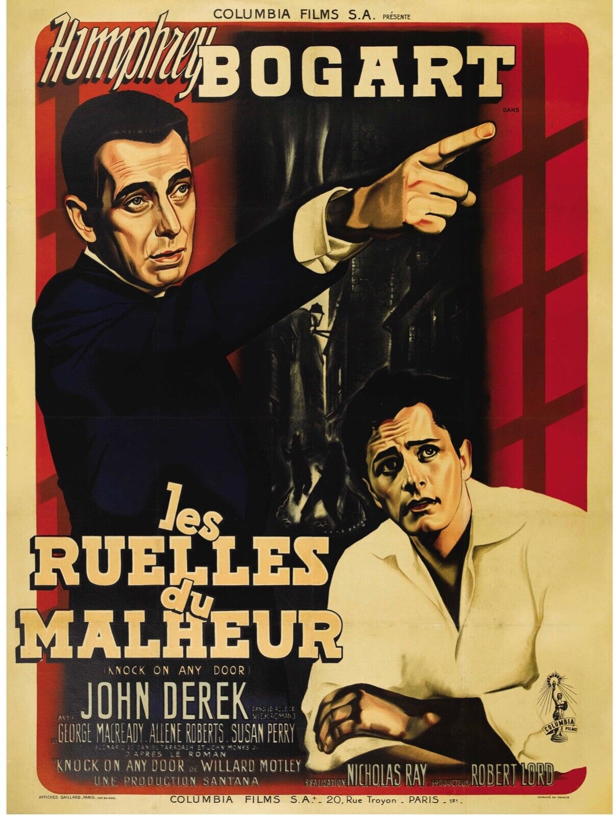 LOS CAMINOS DE LA TRISTEZA, HUMPHREY BOGART, 1941, REPRODUCCIÓN DE CARTEL DE CINE VINTAGE DE ALTA CALIDAD