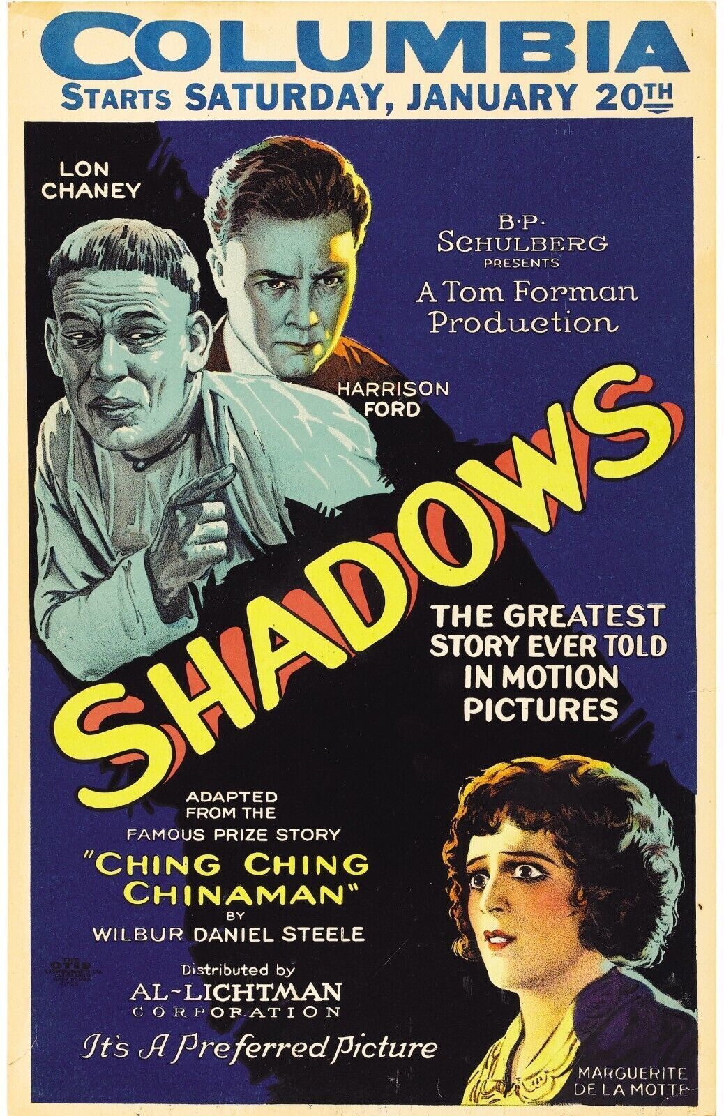 LE REPENTIR, SHADOWS, LON CHANEY,  1922,  Repro affiche cinéma, VINTAGE, HQ