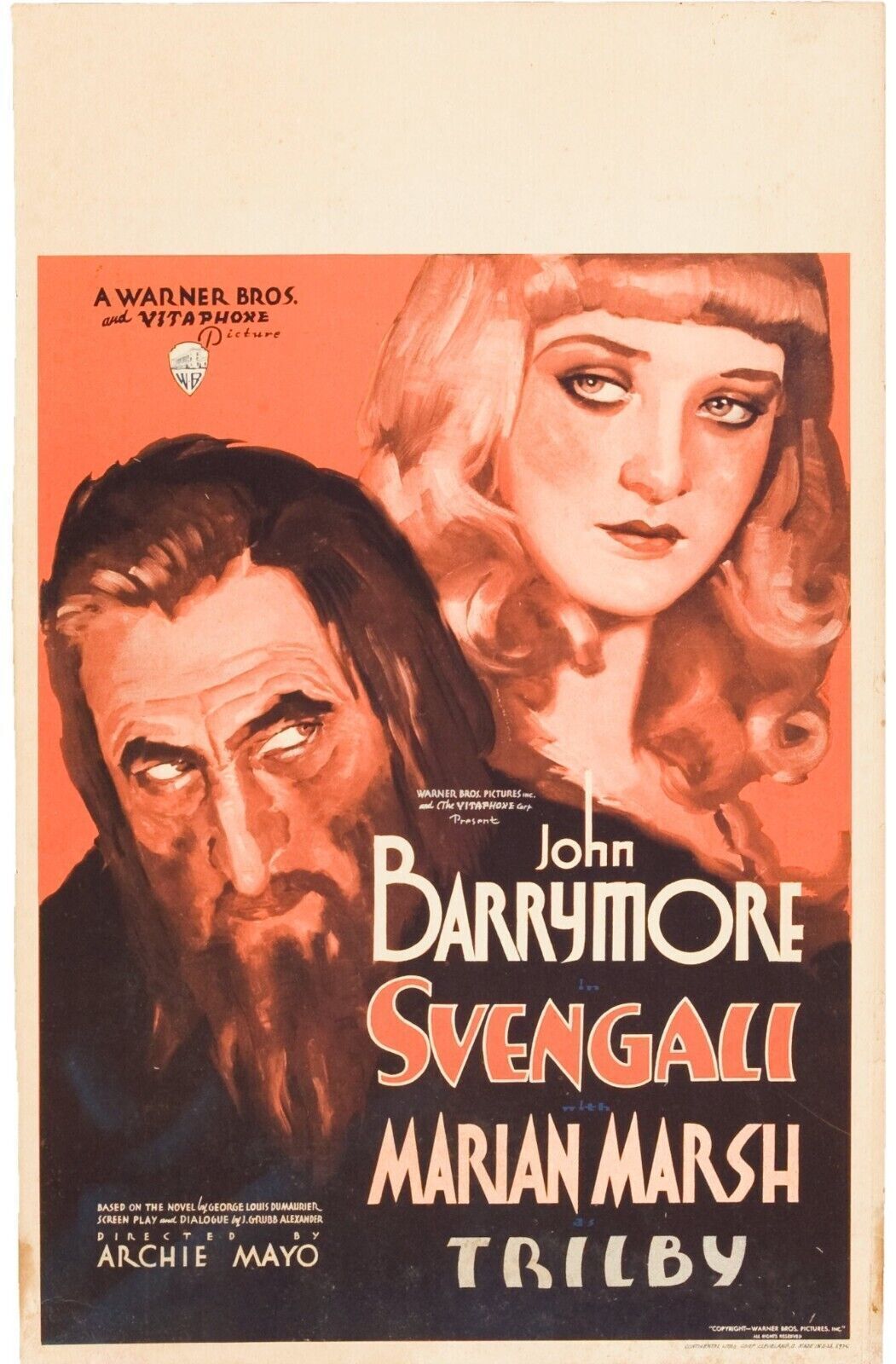 SVENGALI, JOHN BARRYMORE, 1931 Repro affiche cinema HQ