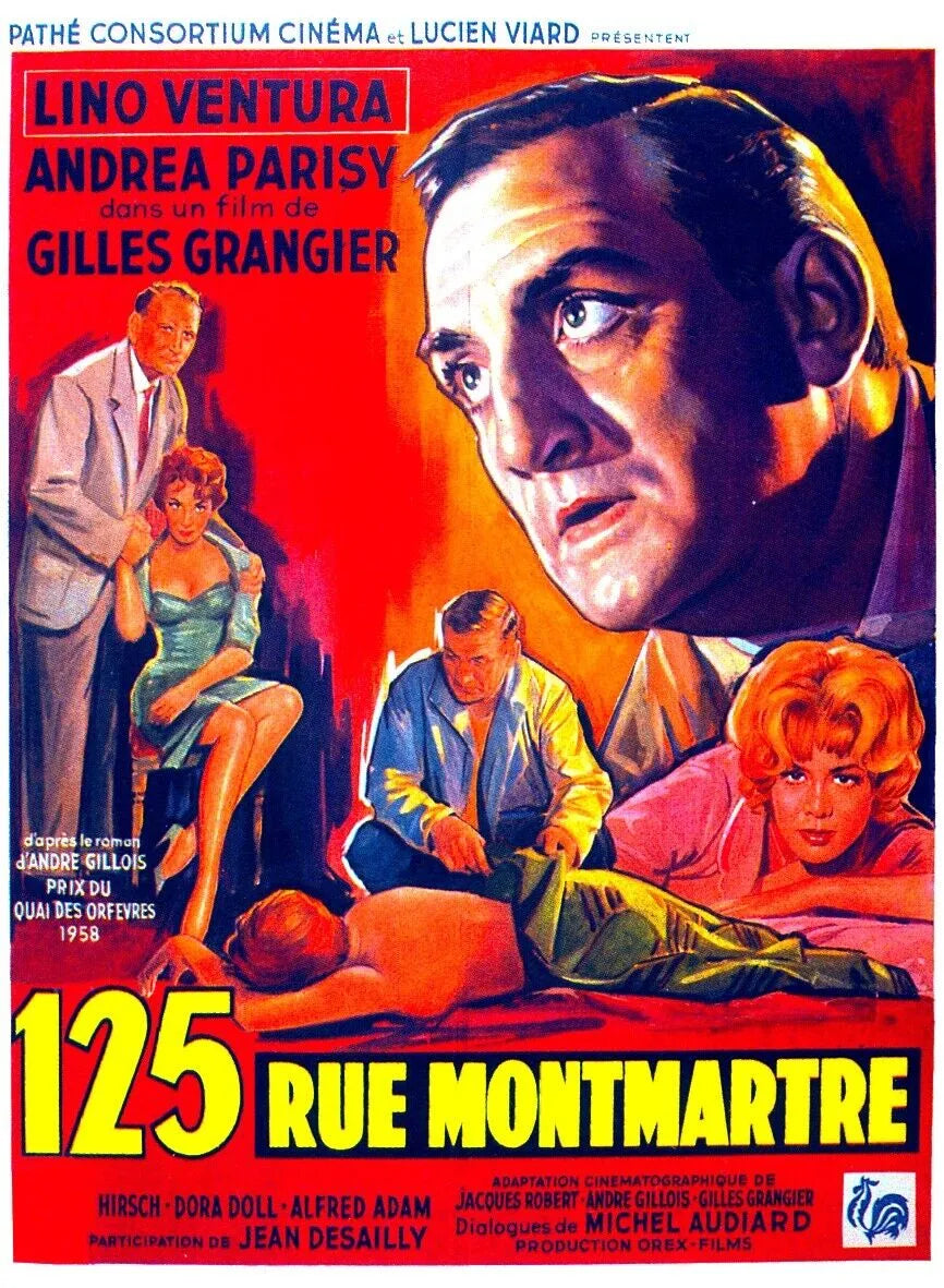 125 RUE MONTMARTRE, LINO VENTURA, 1959, REPRO MOVIE POSTER, VINTAGE, HQ