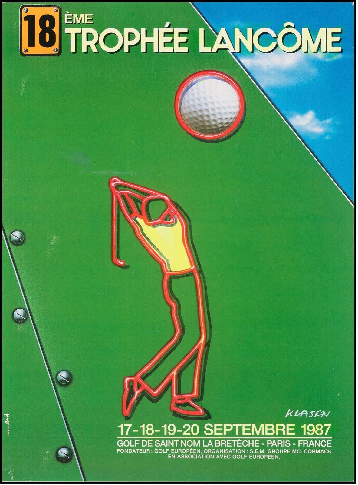 GOLF – TROPHÉE LANCÔME, REPRO AFFICHE SPORT VINTAGE HQ