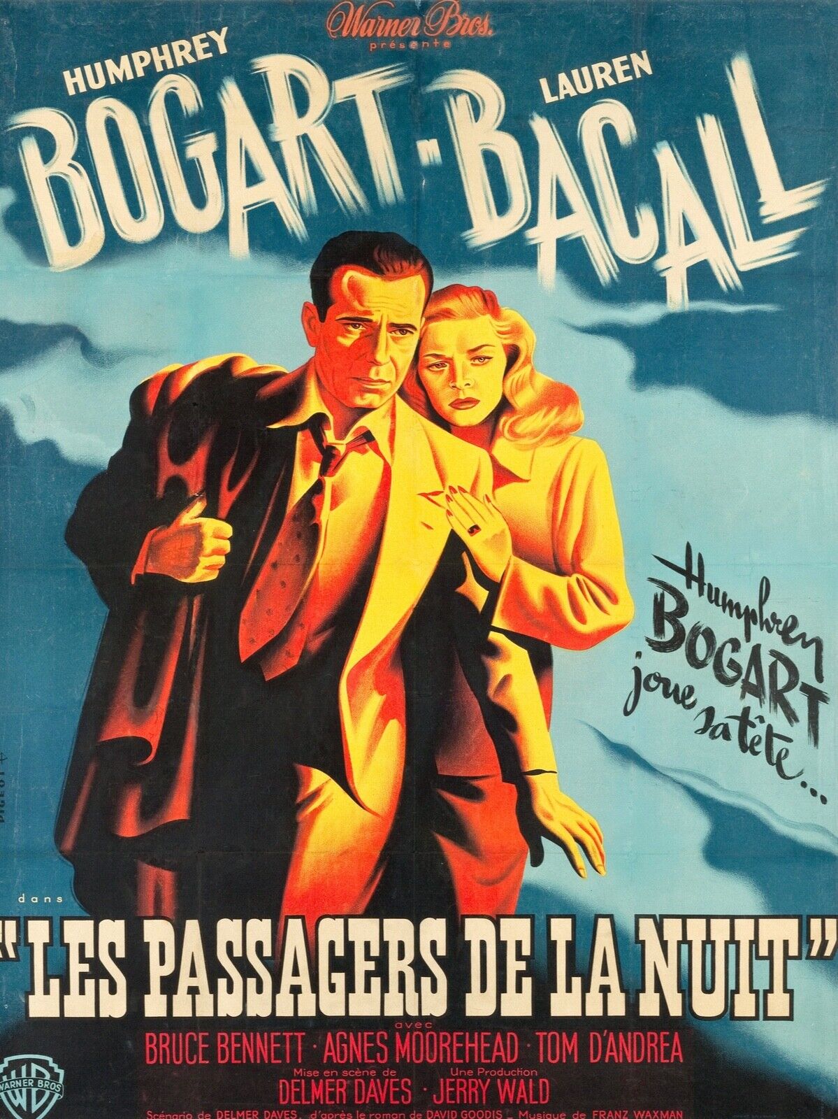 LES PASSAGERS DE LA NUIT, LAUREN BACALL,1947, repro affiche cinéma, VINTAGE, HQ