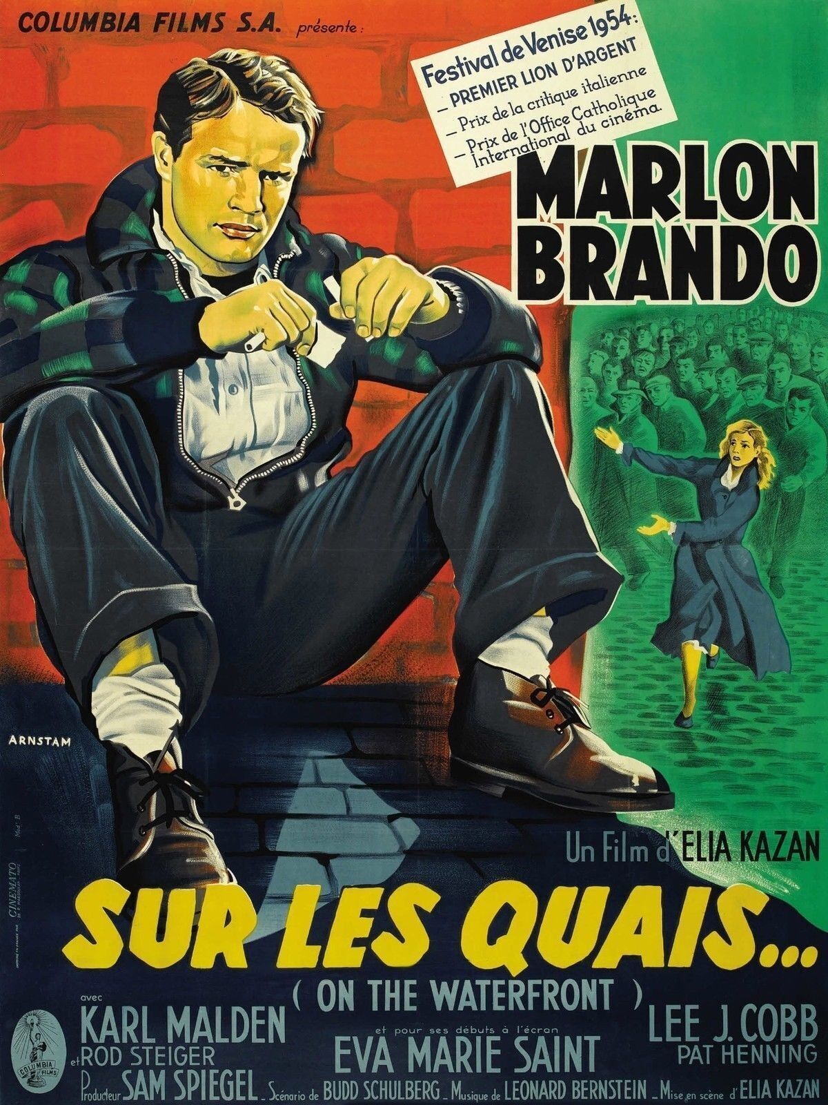 EN LOS MUELLES... MARLON BRANDO, 1954, REPRODUCCIÓN DE CARTEL EN LIENZO Y CARTEL DE CINE VINTAGE, HQ